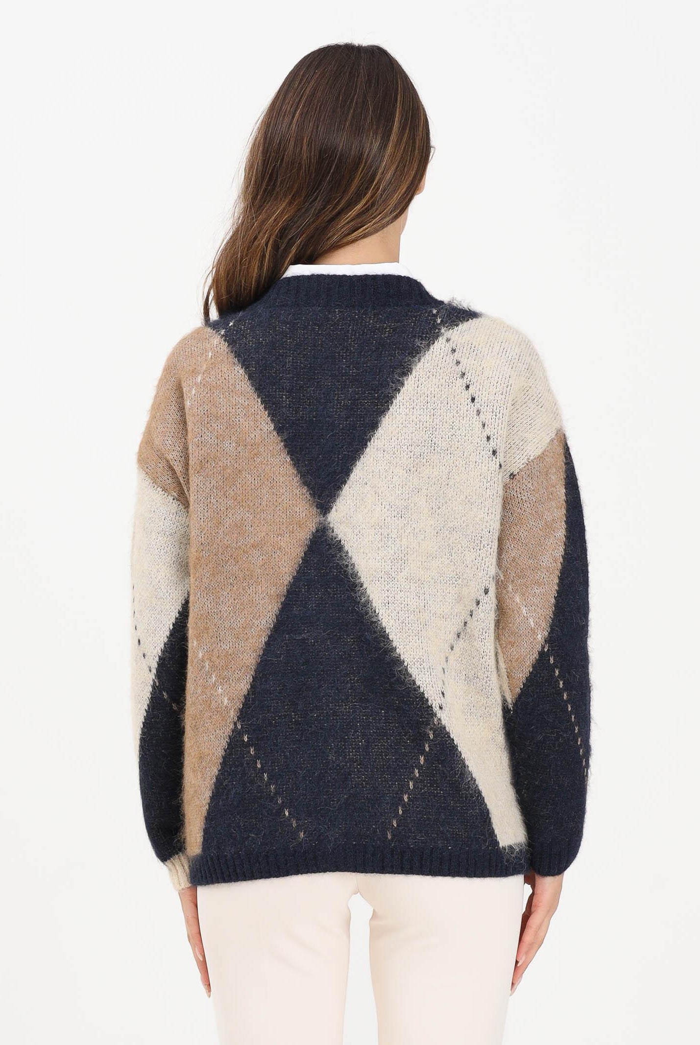 ONLY Cardigan blu e beige da donna con motivo argyle 15353228 NightSky ONLY