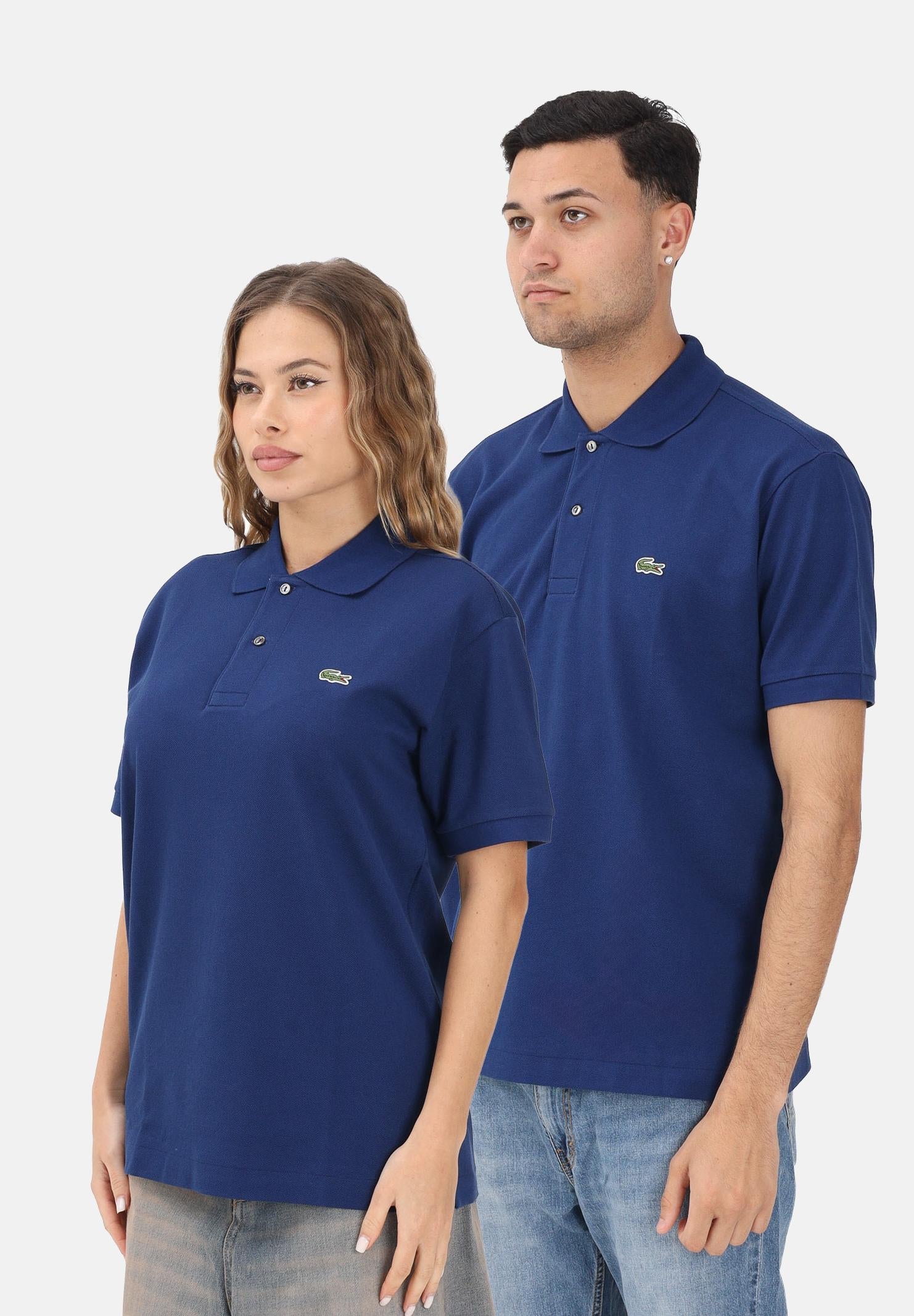 LACOSTE Polo a manica corta blu per uomo e donna con patch logo 1212 F9F LACOSTE