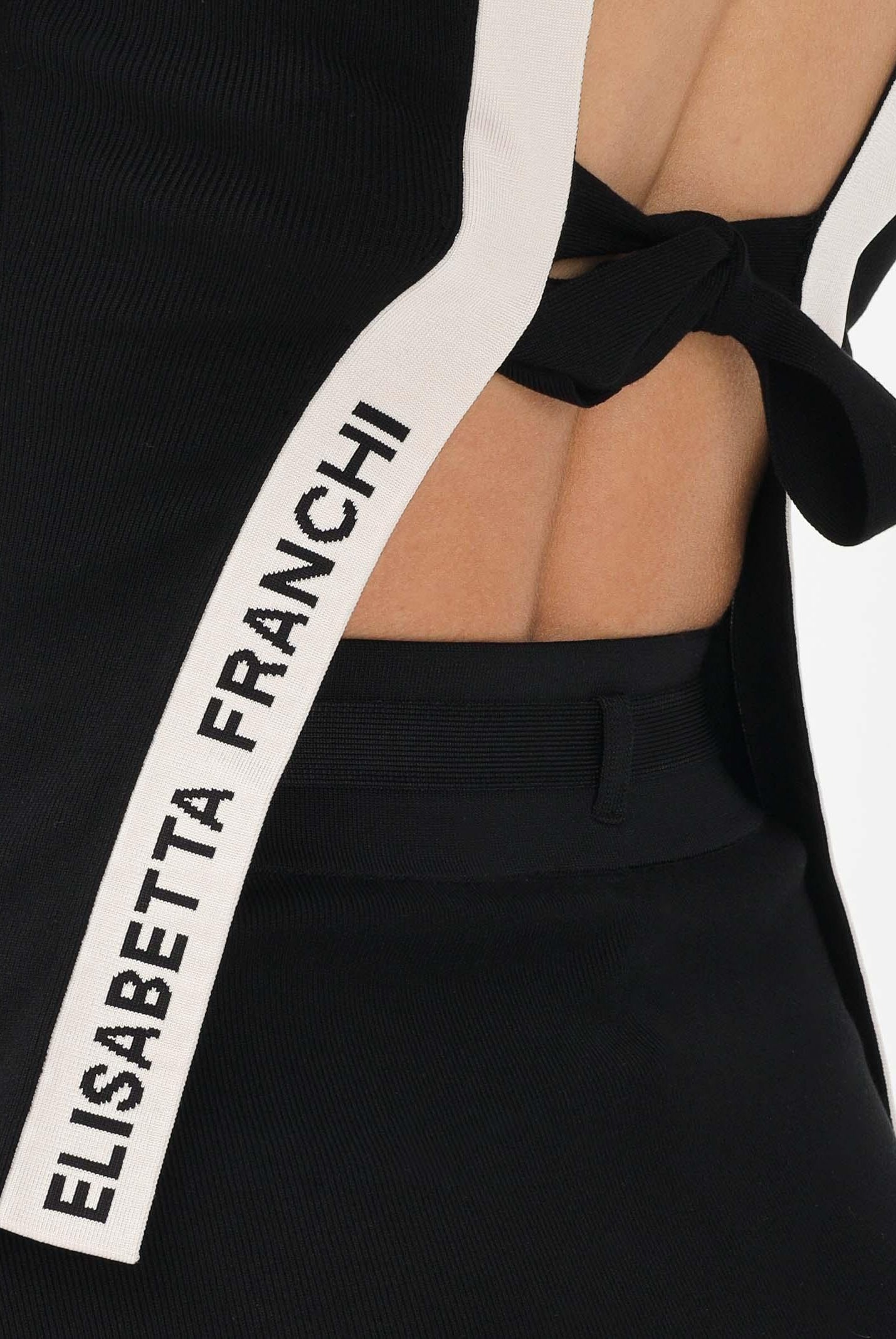 ELISABETTA FRANCHI Maglia girocollo nera da donna con maniche ¾ e schiena scoperta MK67S61E2 685 ELISABETTA FRANCHI