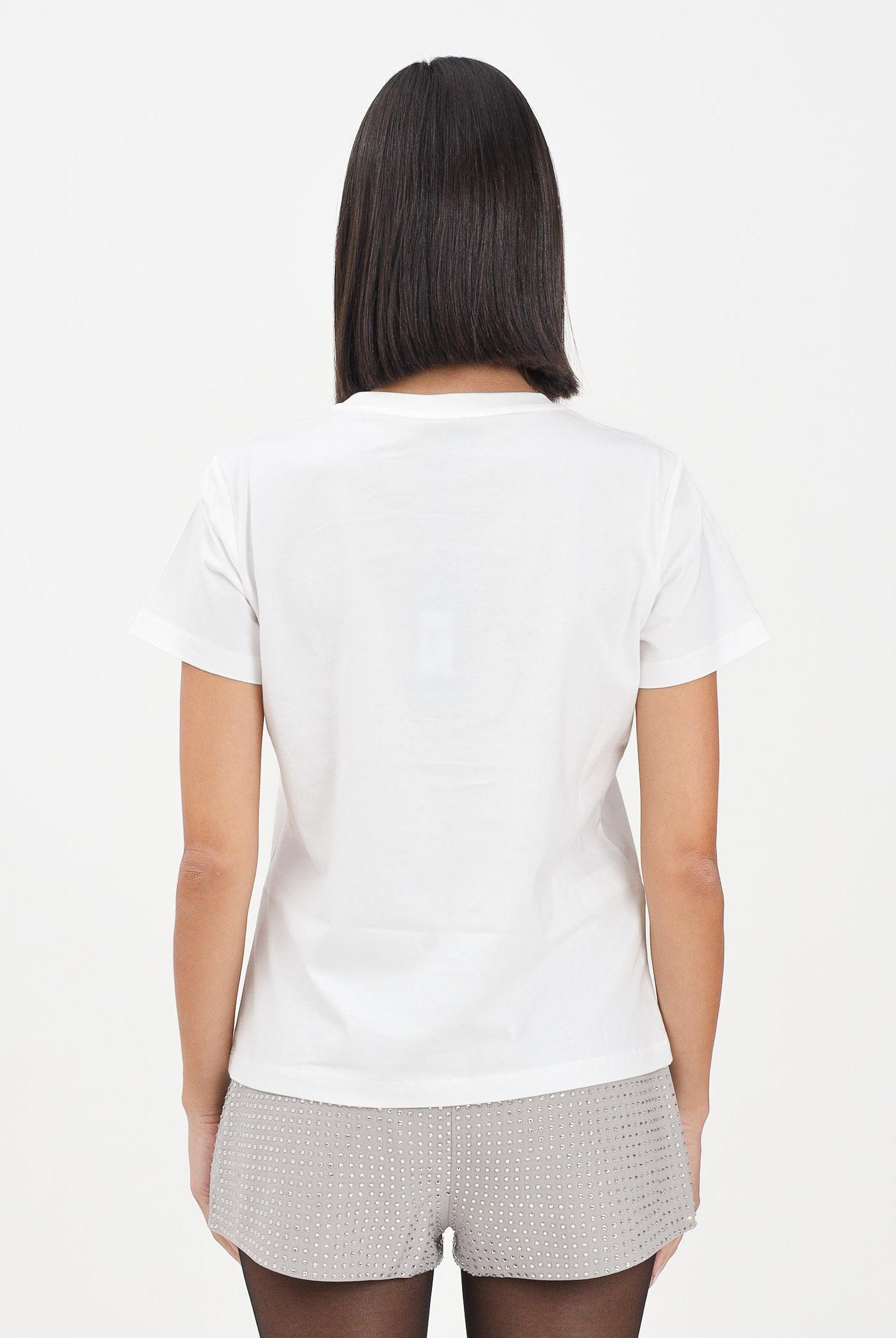 PINKO T-shirt a manica corta bianca da donna con logo Love Birds 100535A2RN Z05 PINKO