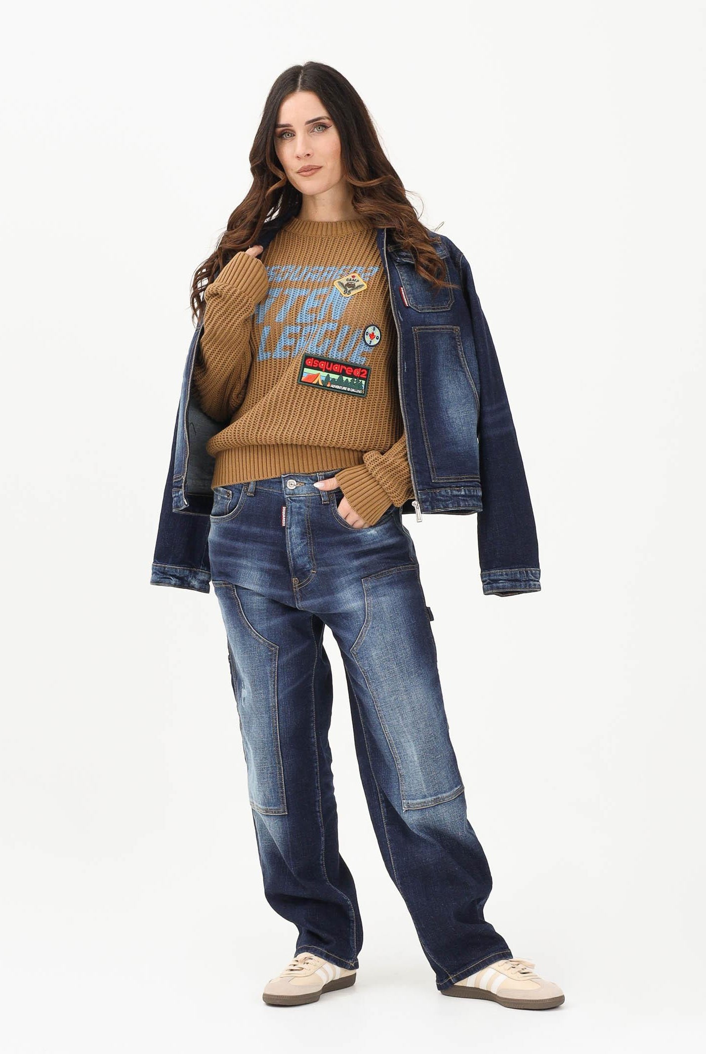DSQUARED2 Jeans cargo in lavaggio blu medio per donna, bambino e bambina DQ2636D0AFS DQ01 DSQUARED2