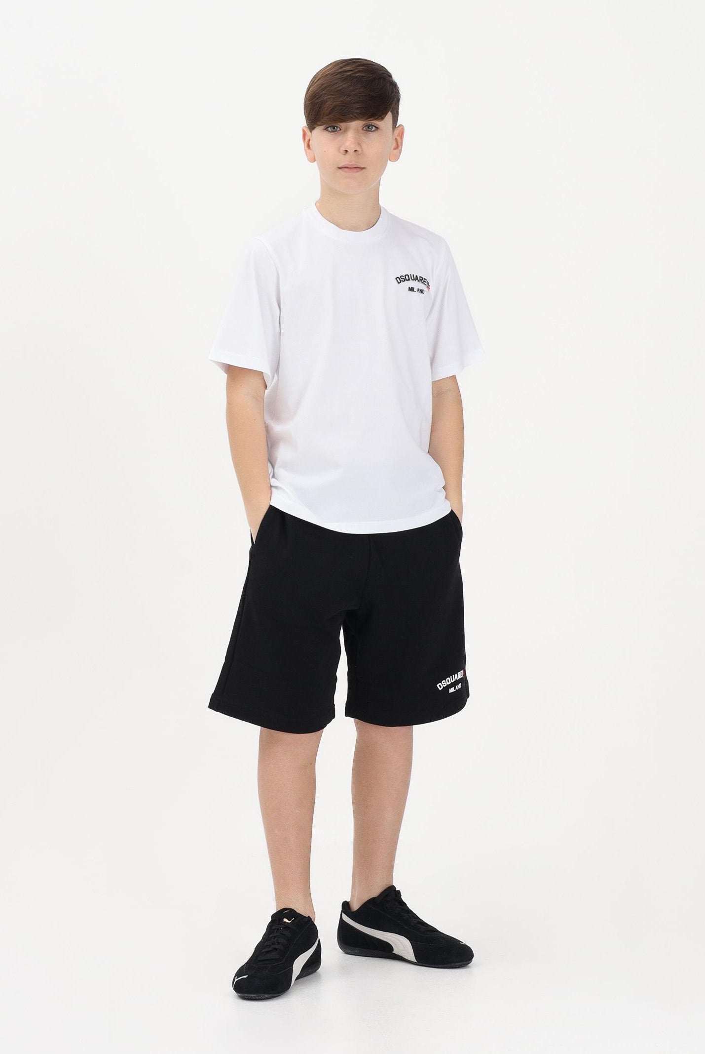 DSQUARED2 Shorts sportivo nero per donna, ragazzi e bambini con logo DQ3201D0AGU DQ900 DSQUARED2