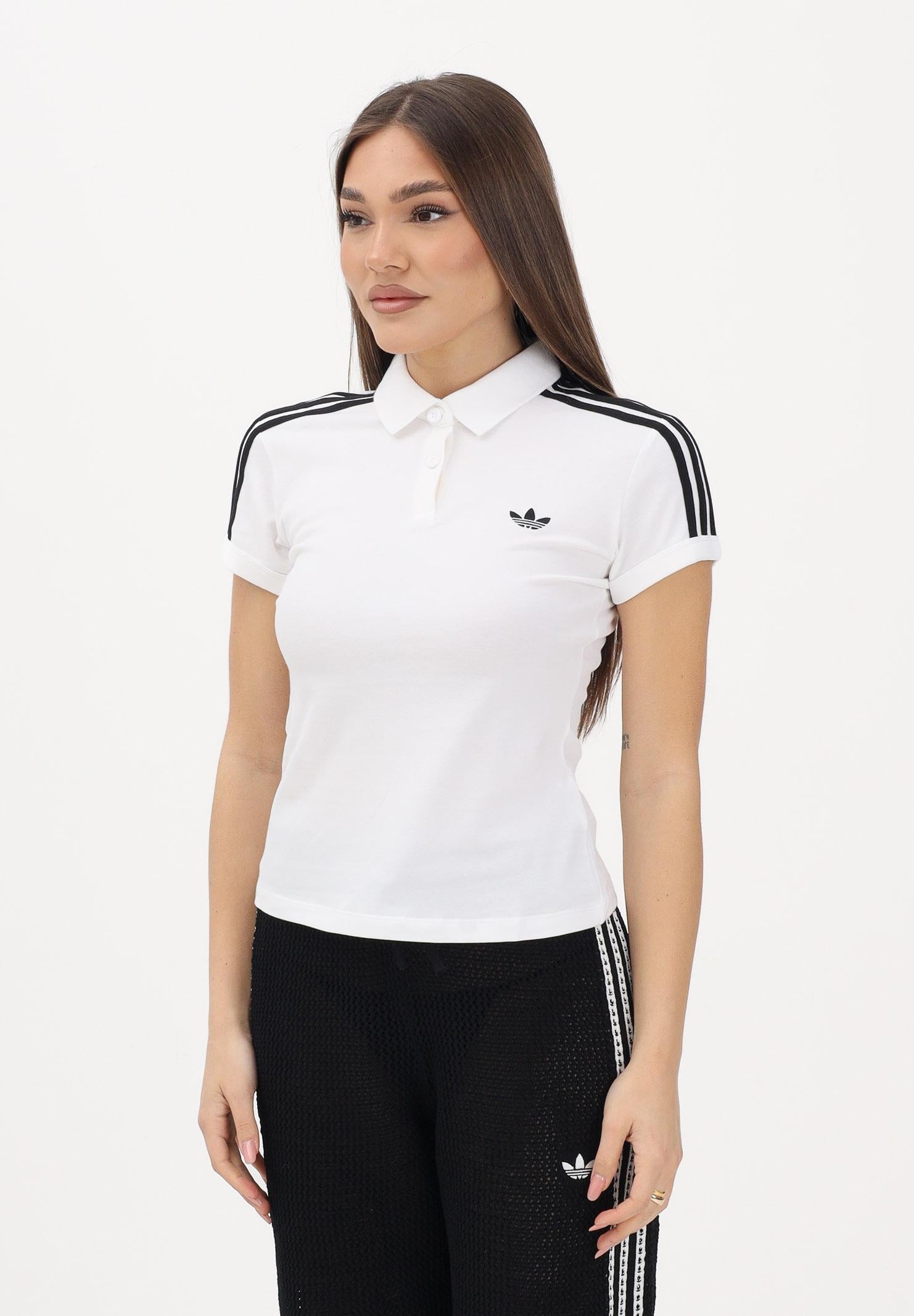 ADIDAS ORIGINALS Polo a manica corta 3 Stripes bianca da donna KD3697 . ADIDAS ORIGINALS