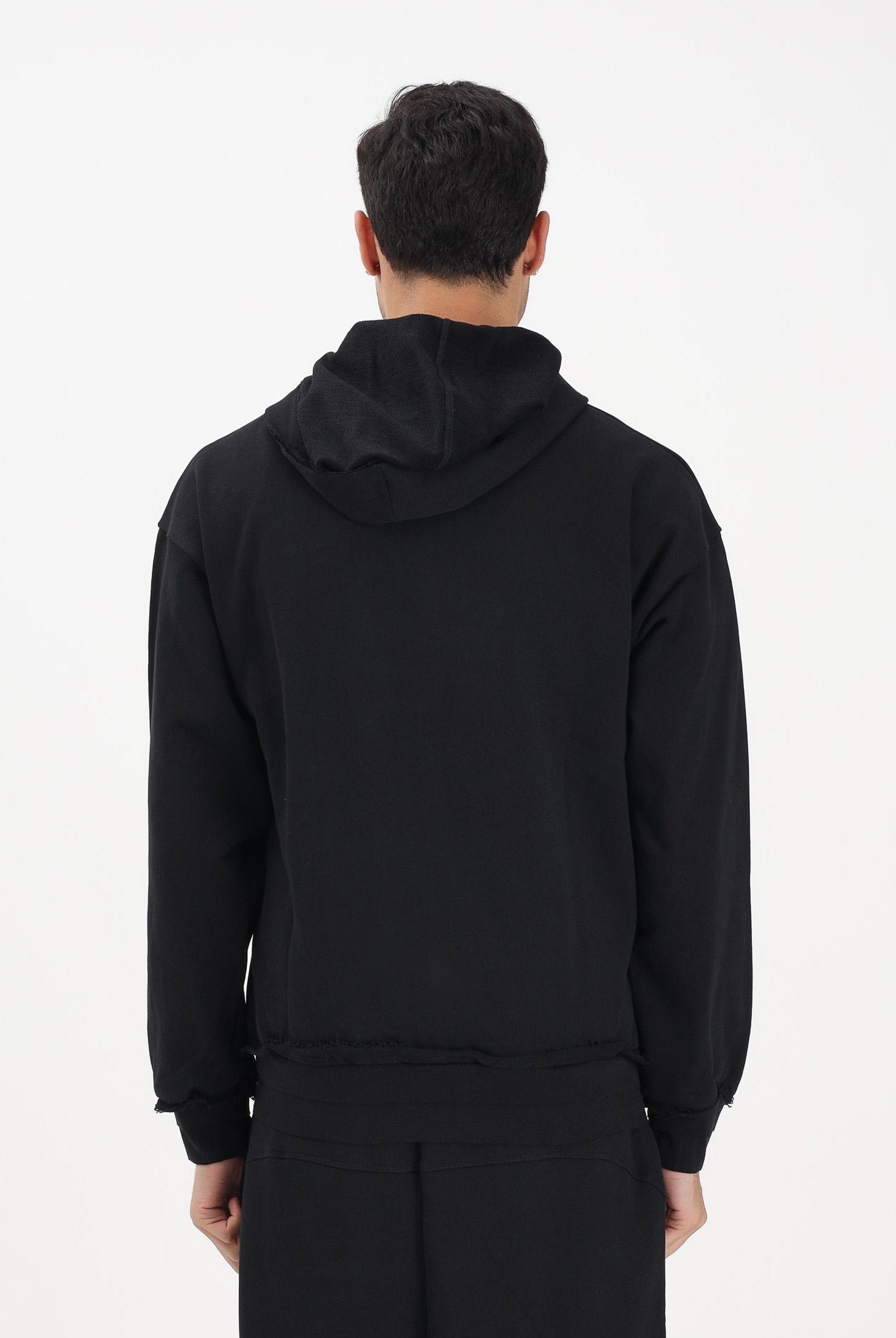 DISCLAIMER Felpa con zip nera da uomo rifinita da logo 26EDS55451 NE DISCLAIMER