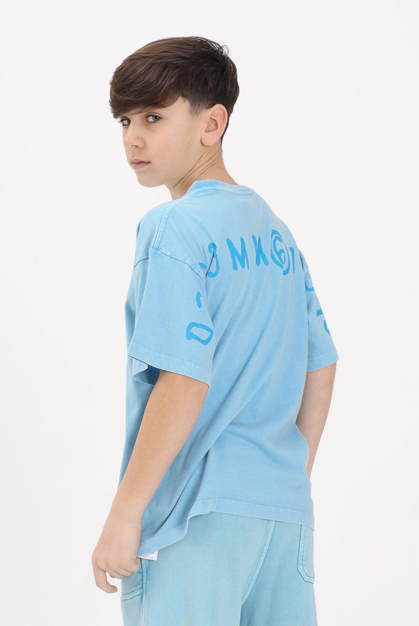 MAISON MARGIELA T-shirt a manica corta azzurra per donna, ragazzi e bambini con stampa M60985MM07Q M6809 MAISON MARGIELA