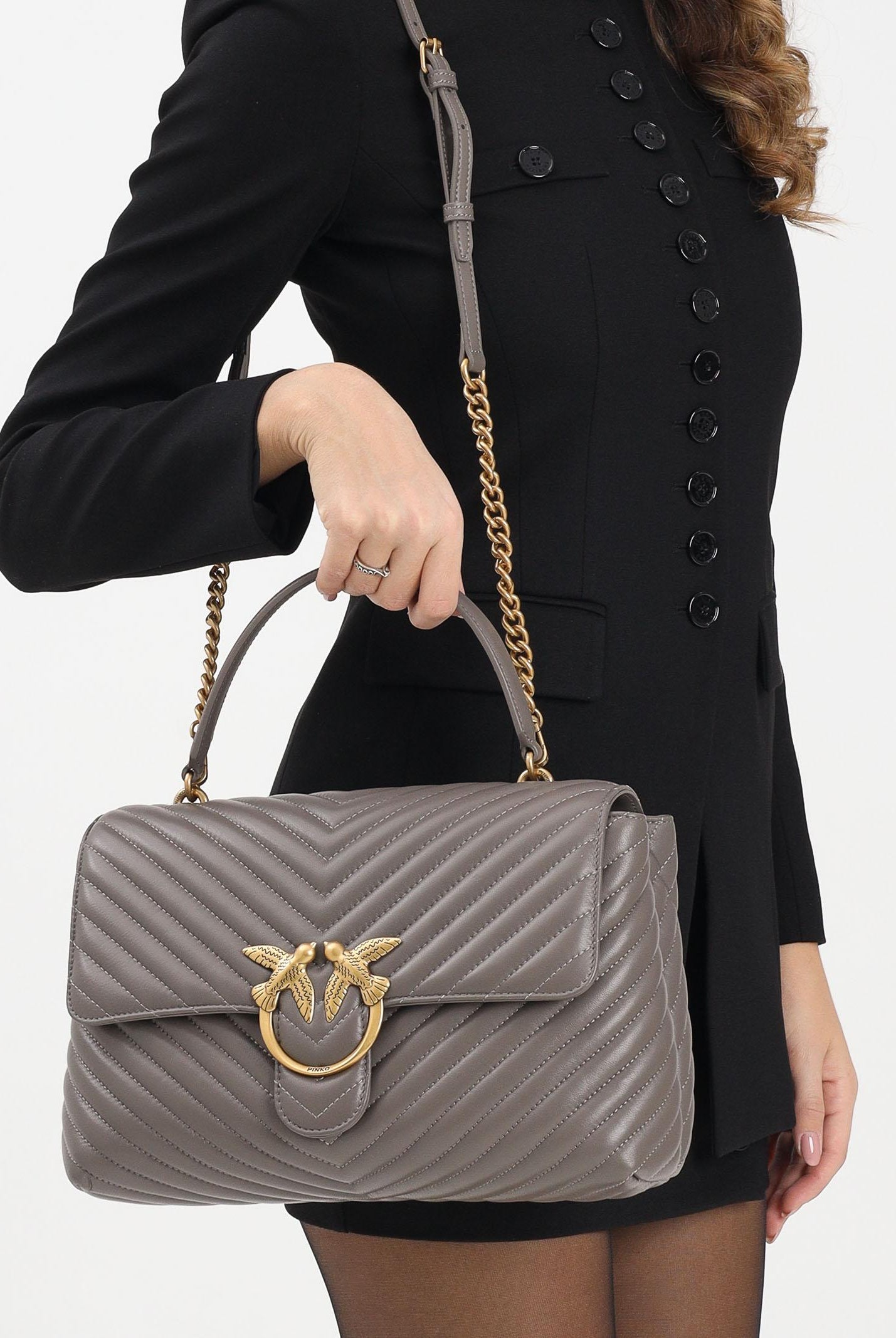 PINKO Shopper Big Love Bag Puff grigio asfalto da donna 100042A0GK K33Q PINKO