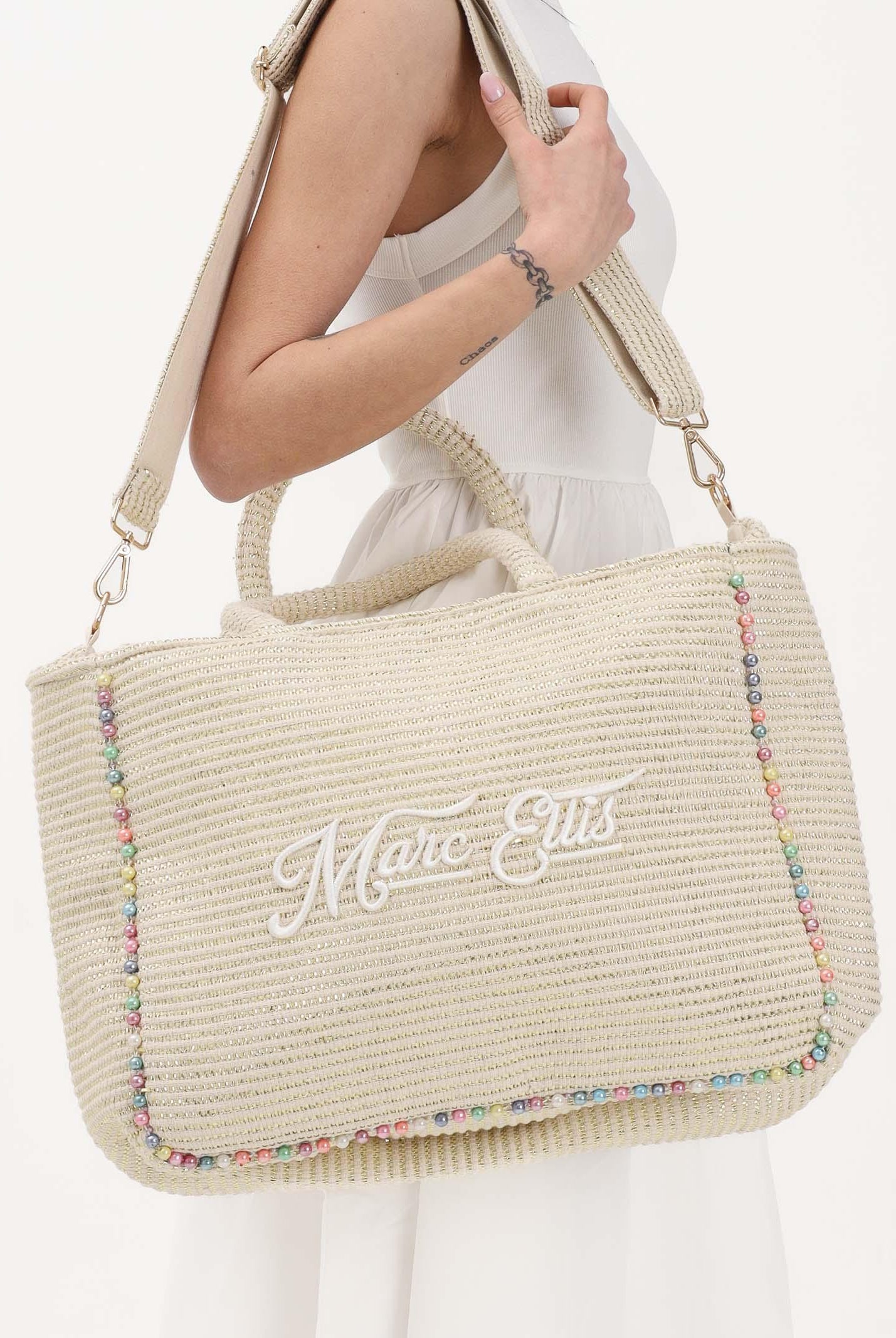 MARC ELLIS Borsa mare Buby L Indy26 panna da donna con finitura leggermente brillante BUBY-L-INDY26 02 MARC ELLIS