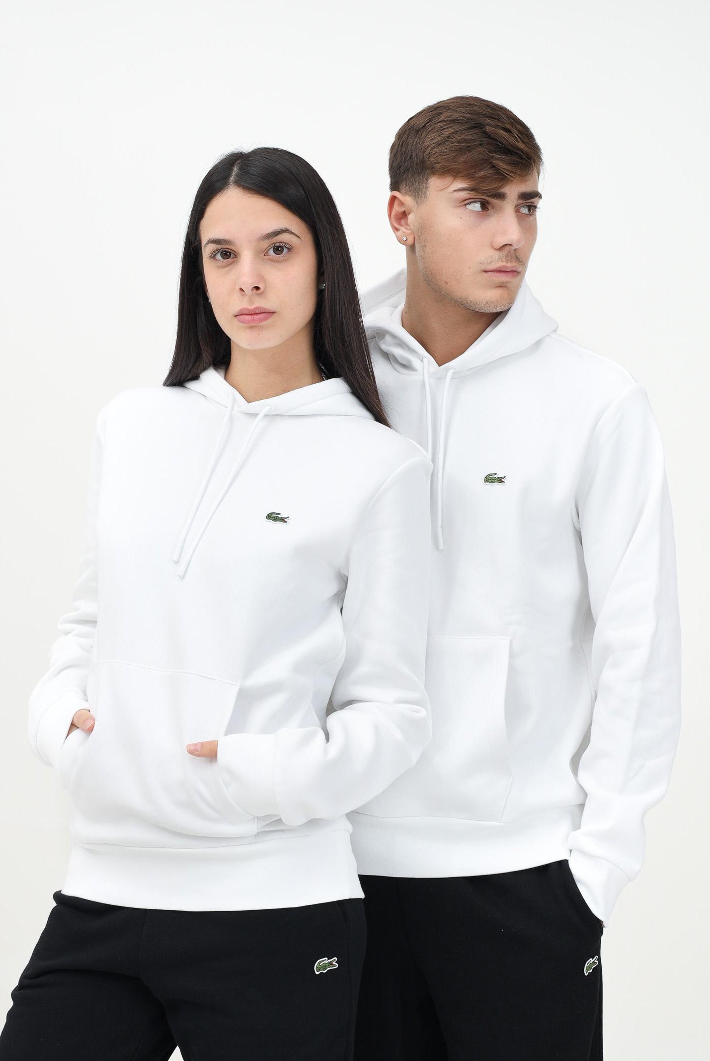 LACOSTE Felpa con cappuccio bianca per uomo e donna SH9623 001 LACOSTE