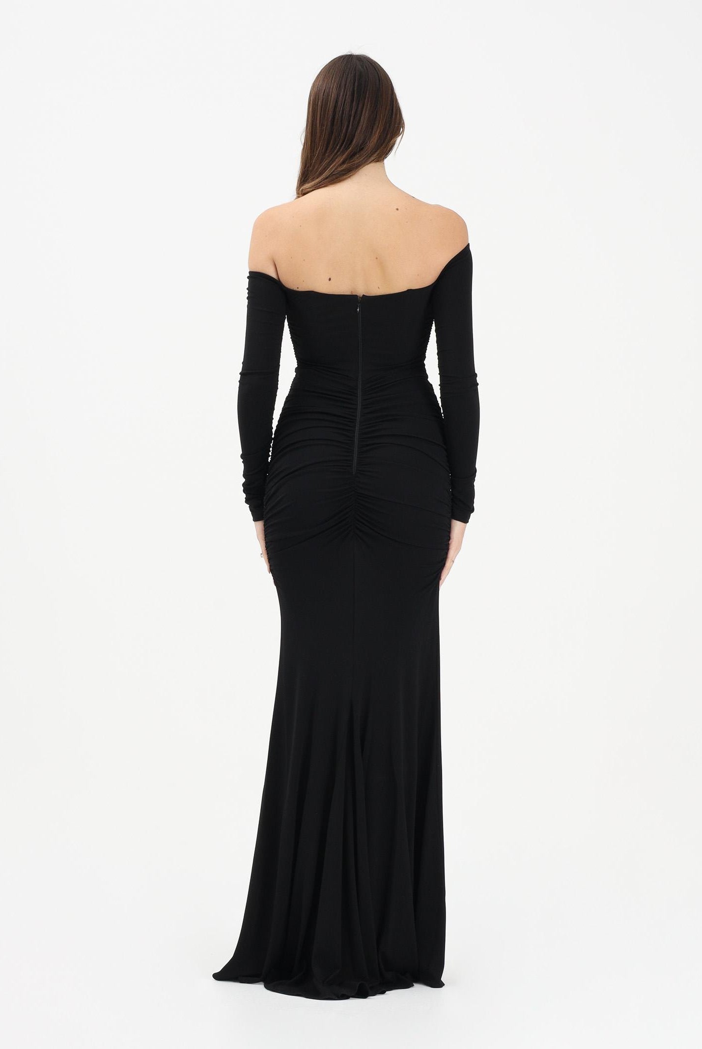 ELISABETTA FRANCHI Abito lungo nero da donna con drappeggi ABR1061E2 110 ELISABETTA FRANCHI