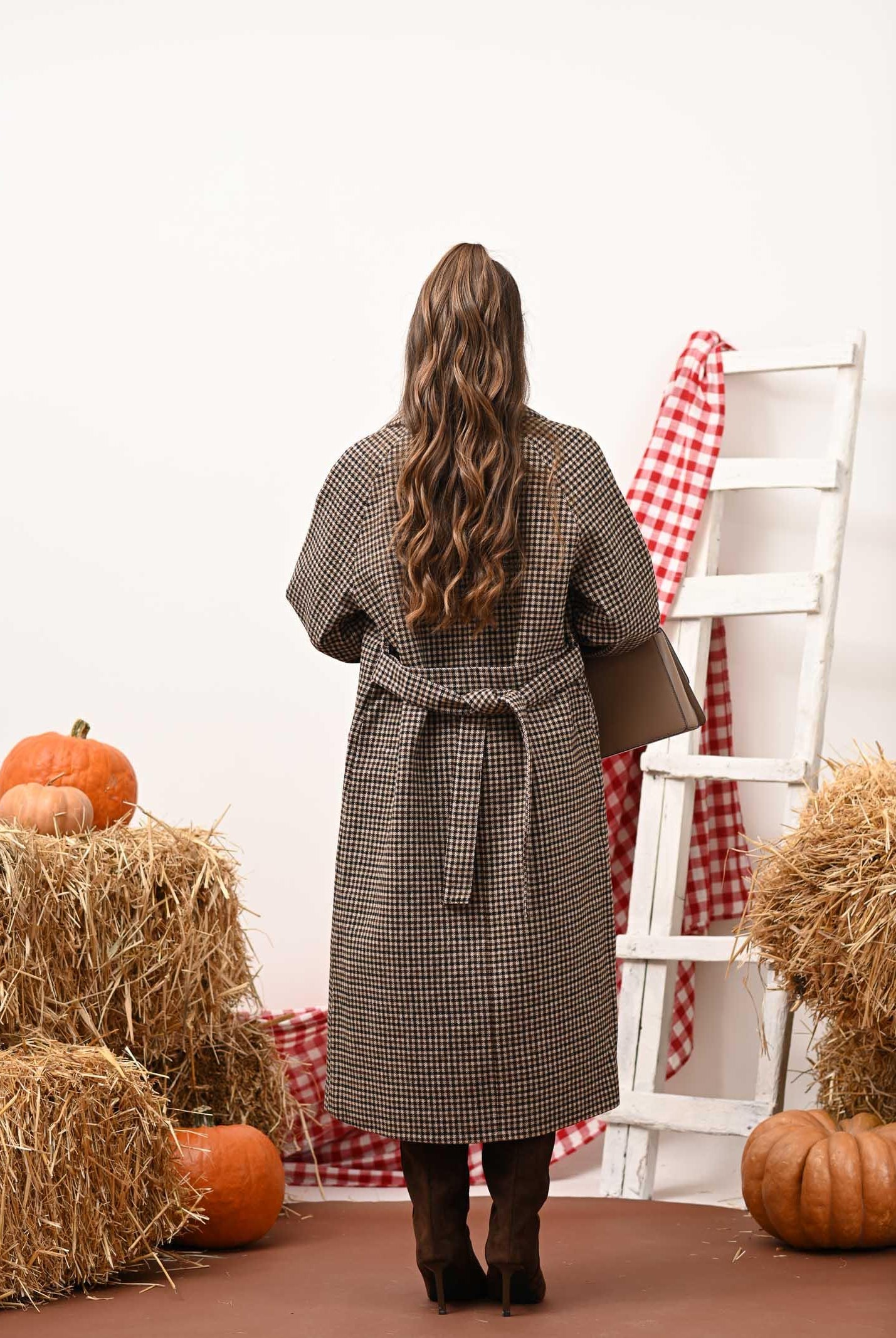 JDY Cappotto lungo marrone da donna con motivo pied de poule 15357594 IcedCoffee JDY