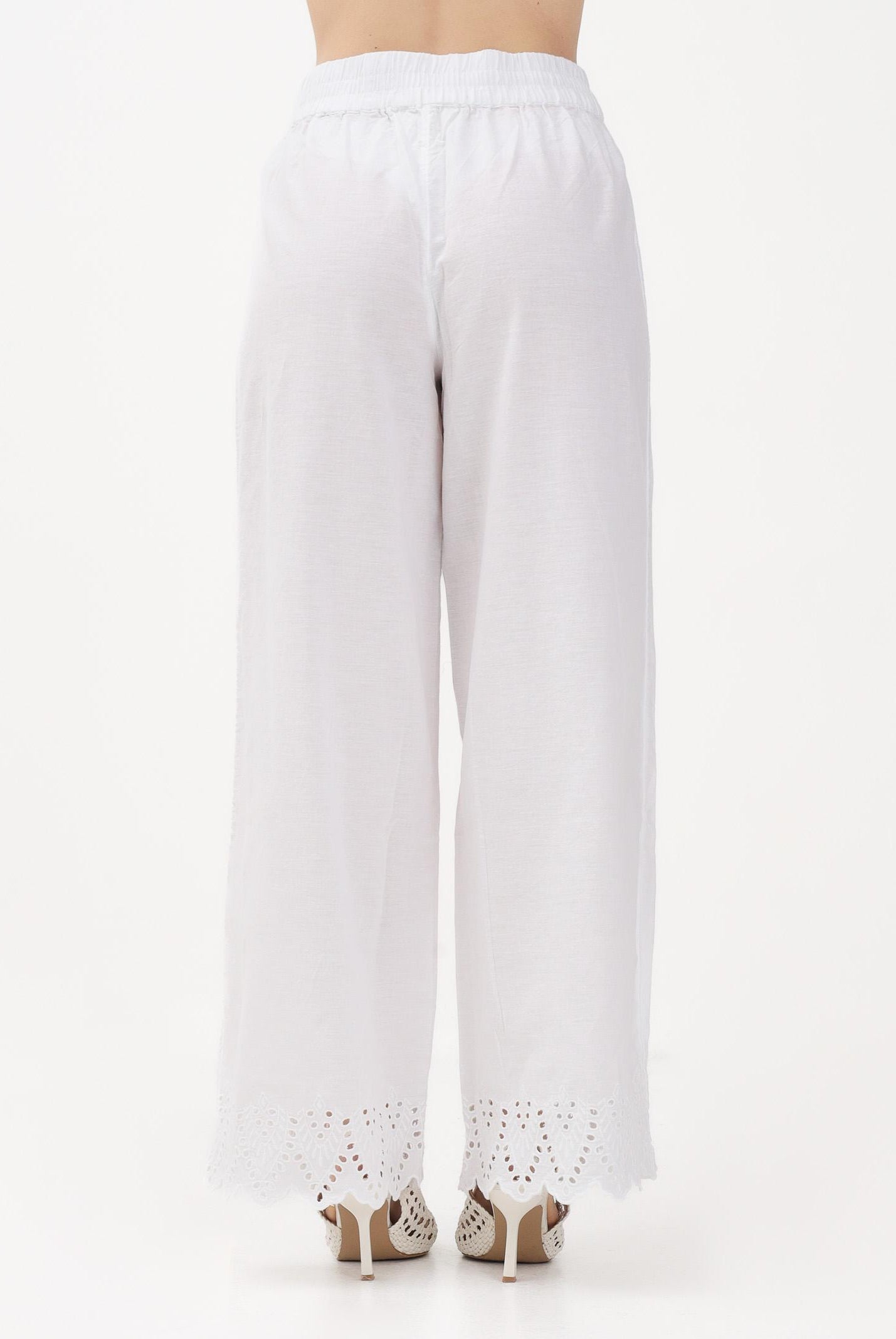 ONLY Pantalone bianco da donna con fondo ricamato 15343184 BRWI ONLY