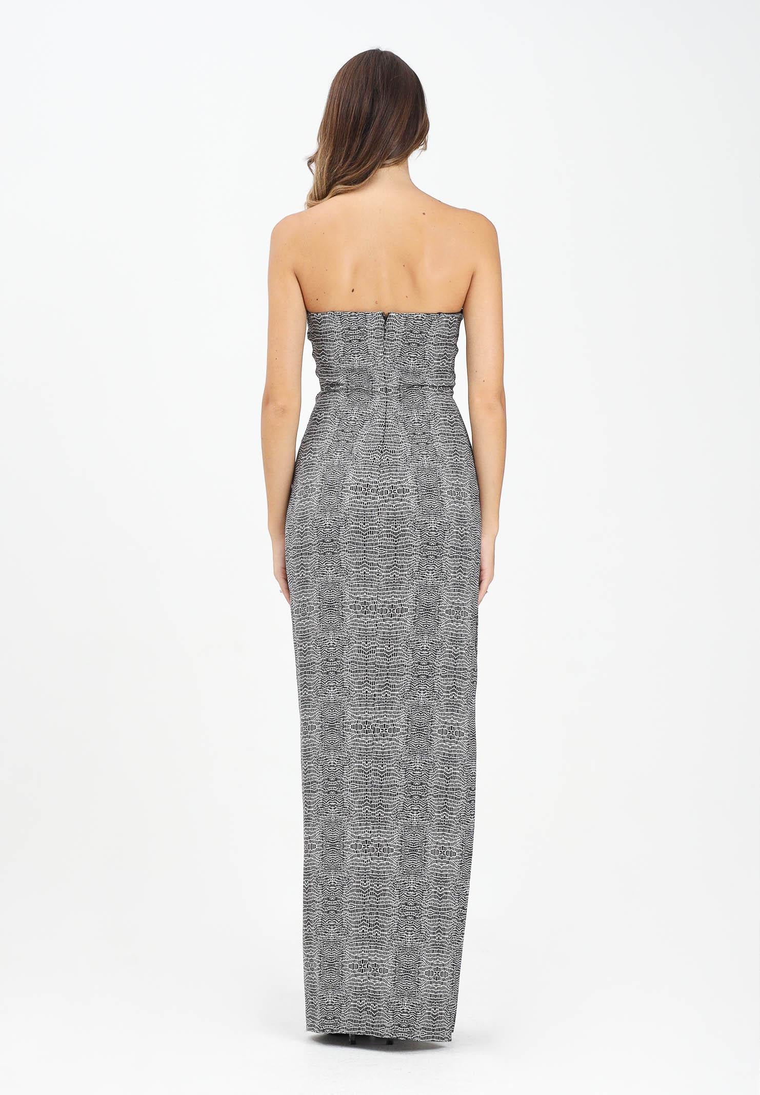 ELISABETTA FRANCHI Abito lungo panna e nero da donna con stampa pitone ABR2857E2 110 ELISABETTA FRANCHI