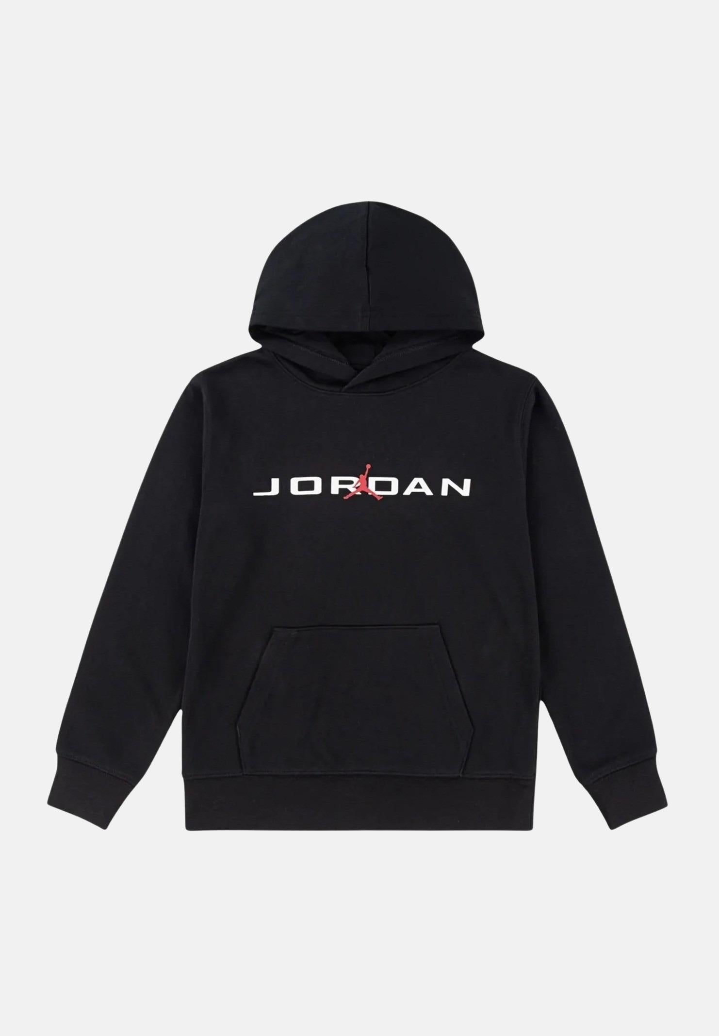 JORDAN Felpa con cappuccio Baseline French Terry nera per bambino e bambina 95D744 023 JORDAN