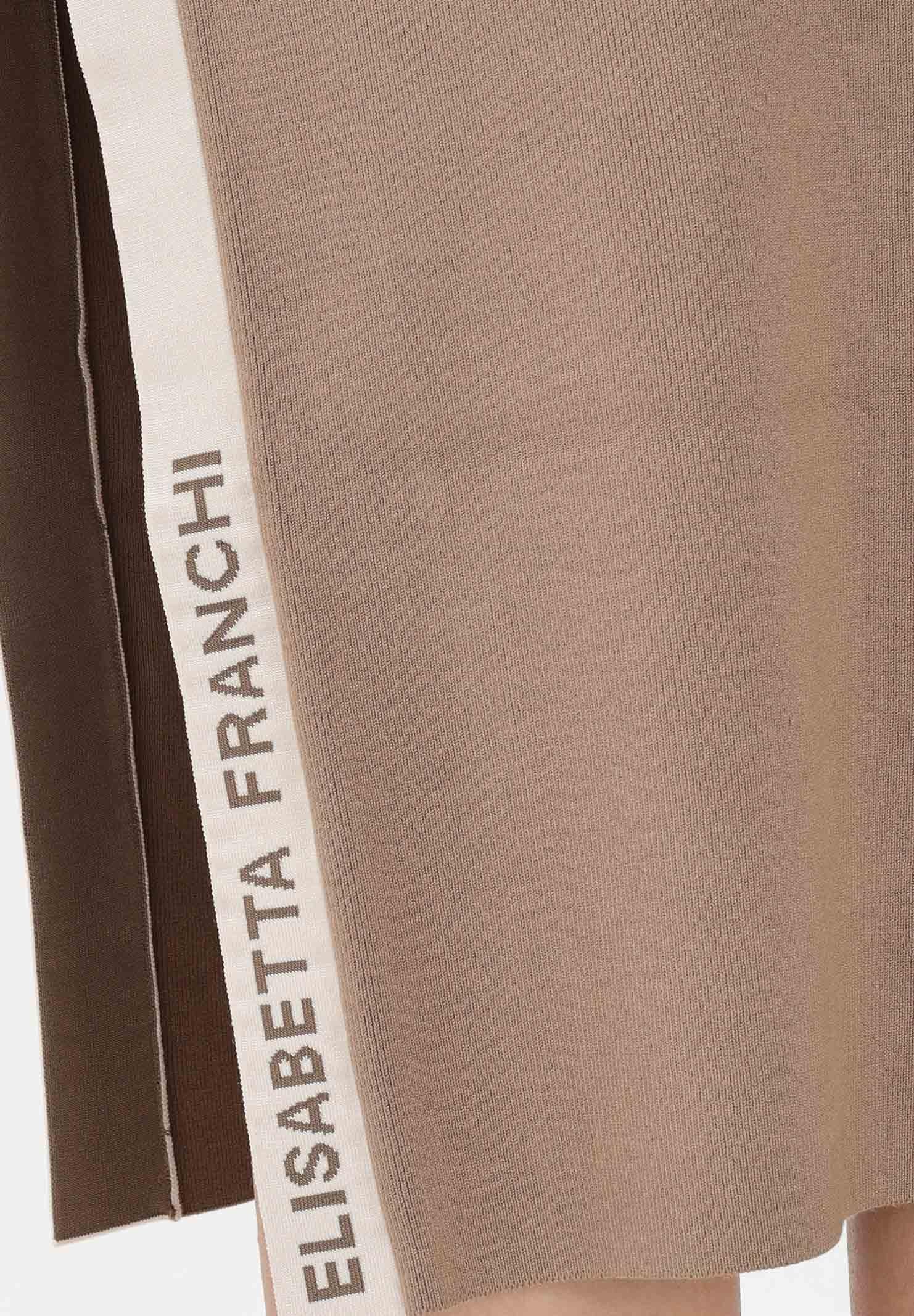 ELISABETTA FRANCHI Abito midi in maglia argilla da donna con bande a contrasto AM03S61E2 727 ELISABETTA FRANCHI