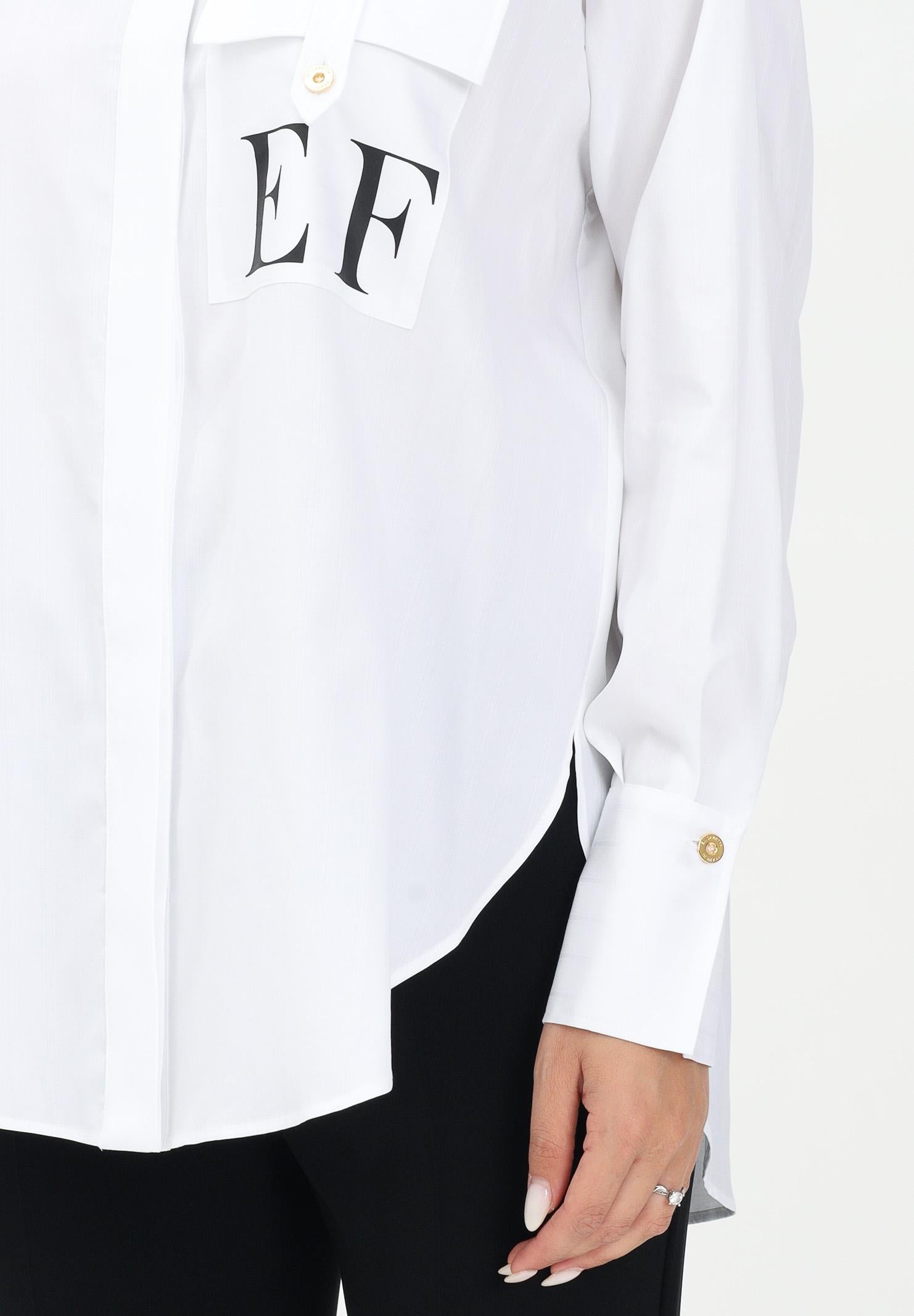 ELISABETTA FRANCHI Camicia a manica lunga bianca da donna in popeline di cotone a righe CA12156E2 100 ELISABETTA FRANCHI