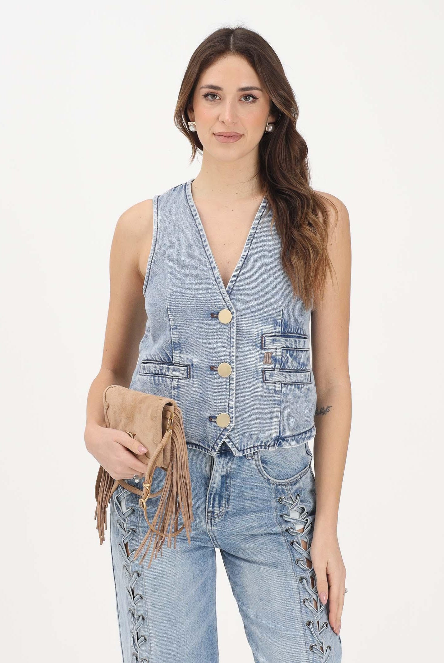 ARMANI EXCHANGE Gilet in denim chiaro da donna XW002263AF21338 MB001 ARMANI EXCHANGE