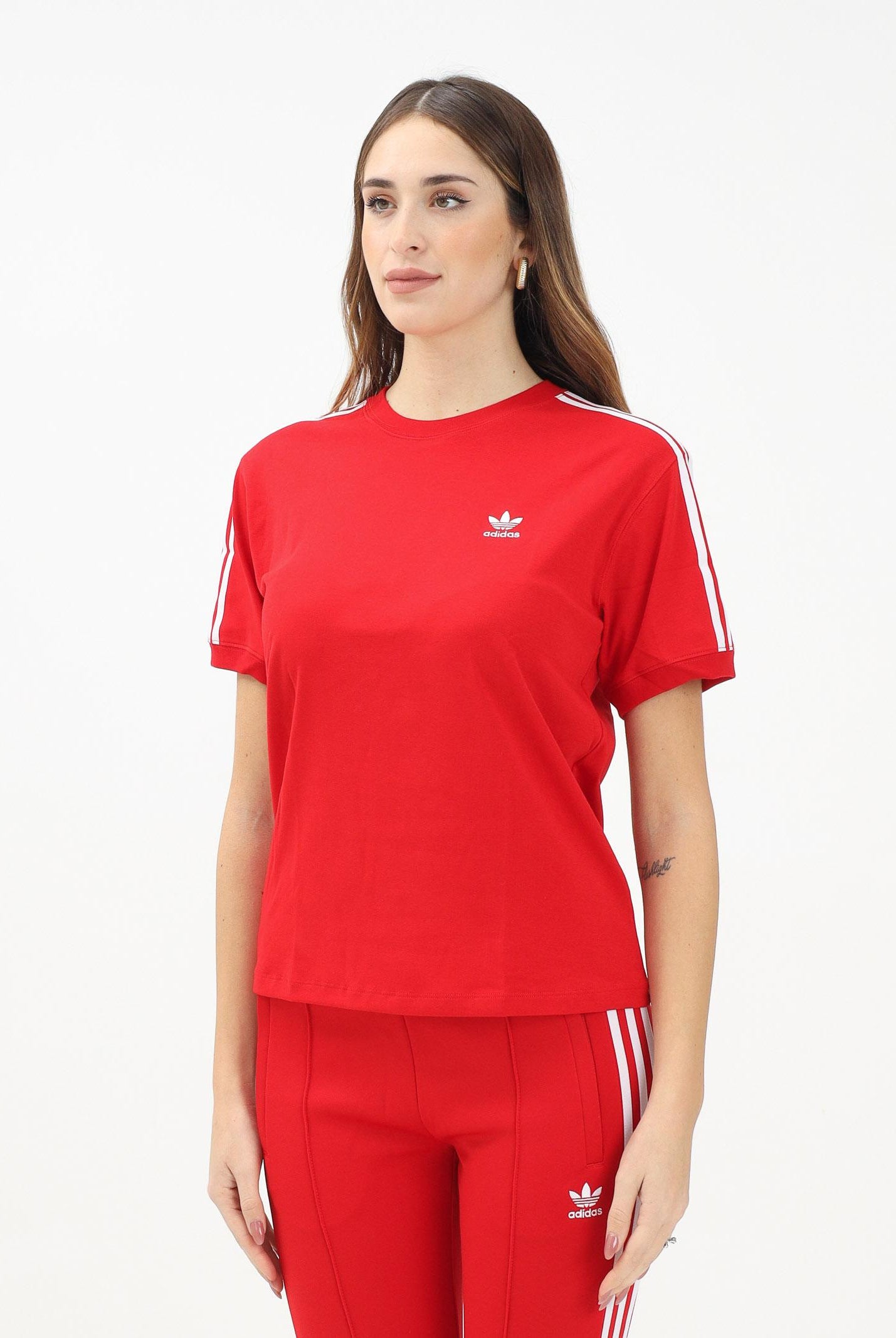 ADIDAS ORIGINALS T-shirt a manica corta 3-Stripes rossa da donna IR8050 . ADIDAS ORIGINALS