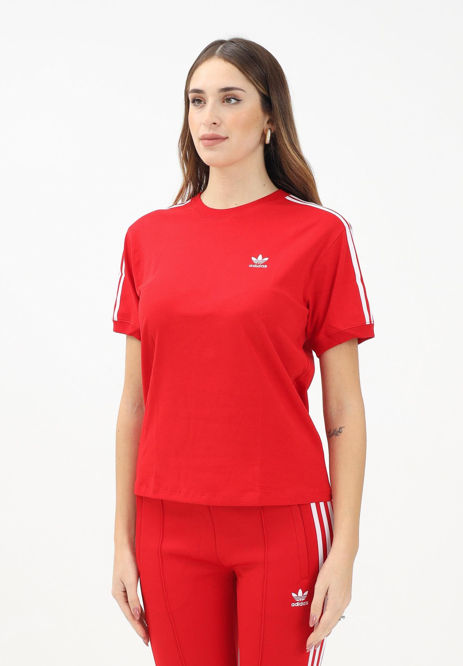 ADIDAS ORIGINALS T-shirt a manica corta 3-Stripes rossa da donna IR8050 . ADIDAS ORIGINALS