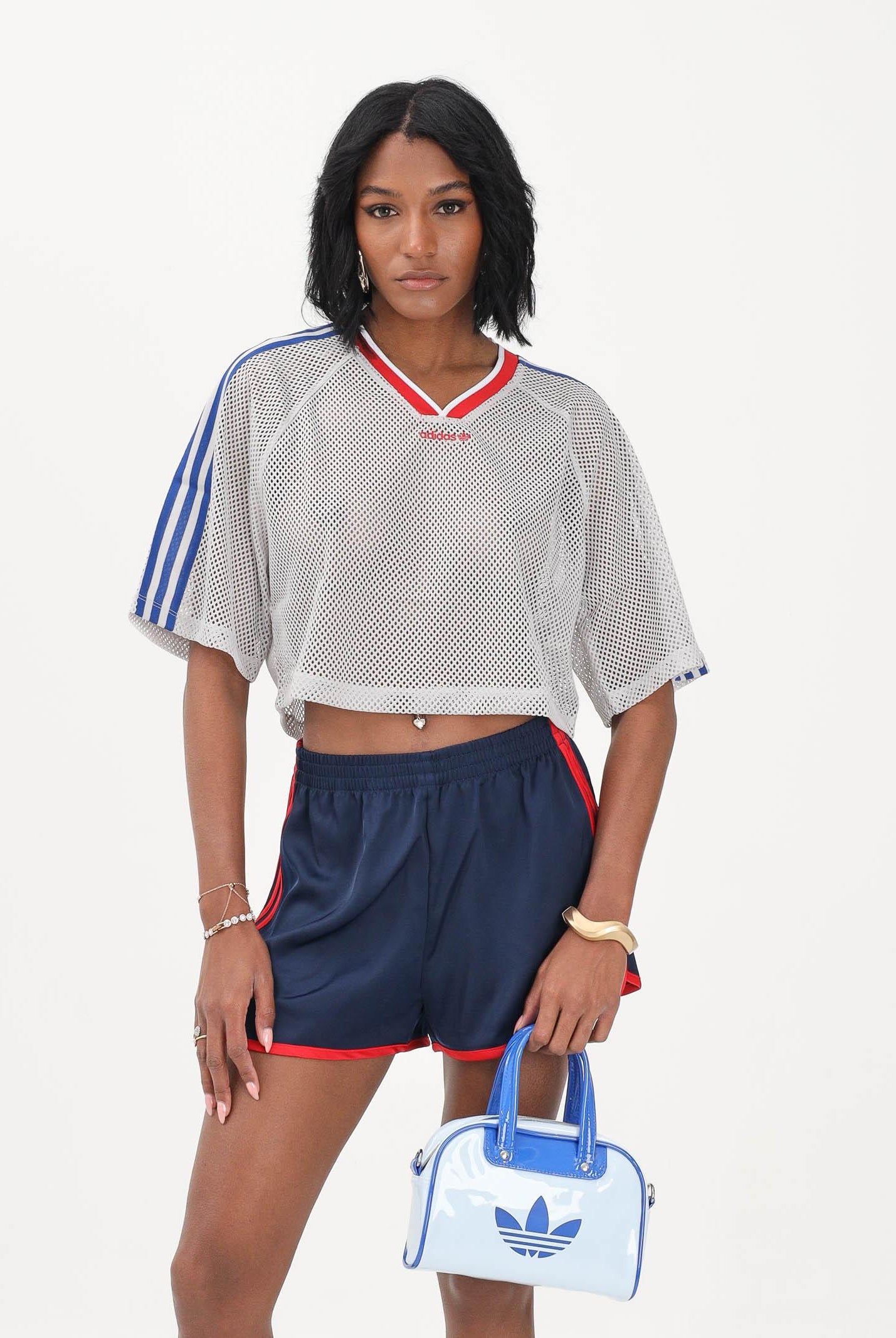 ADIDAS ORIGINALS T-shirt a manica corta Mesh Short Sleeve grigia da donna KE2358 . ADIDAS ORIGINALS