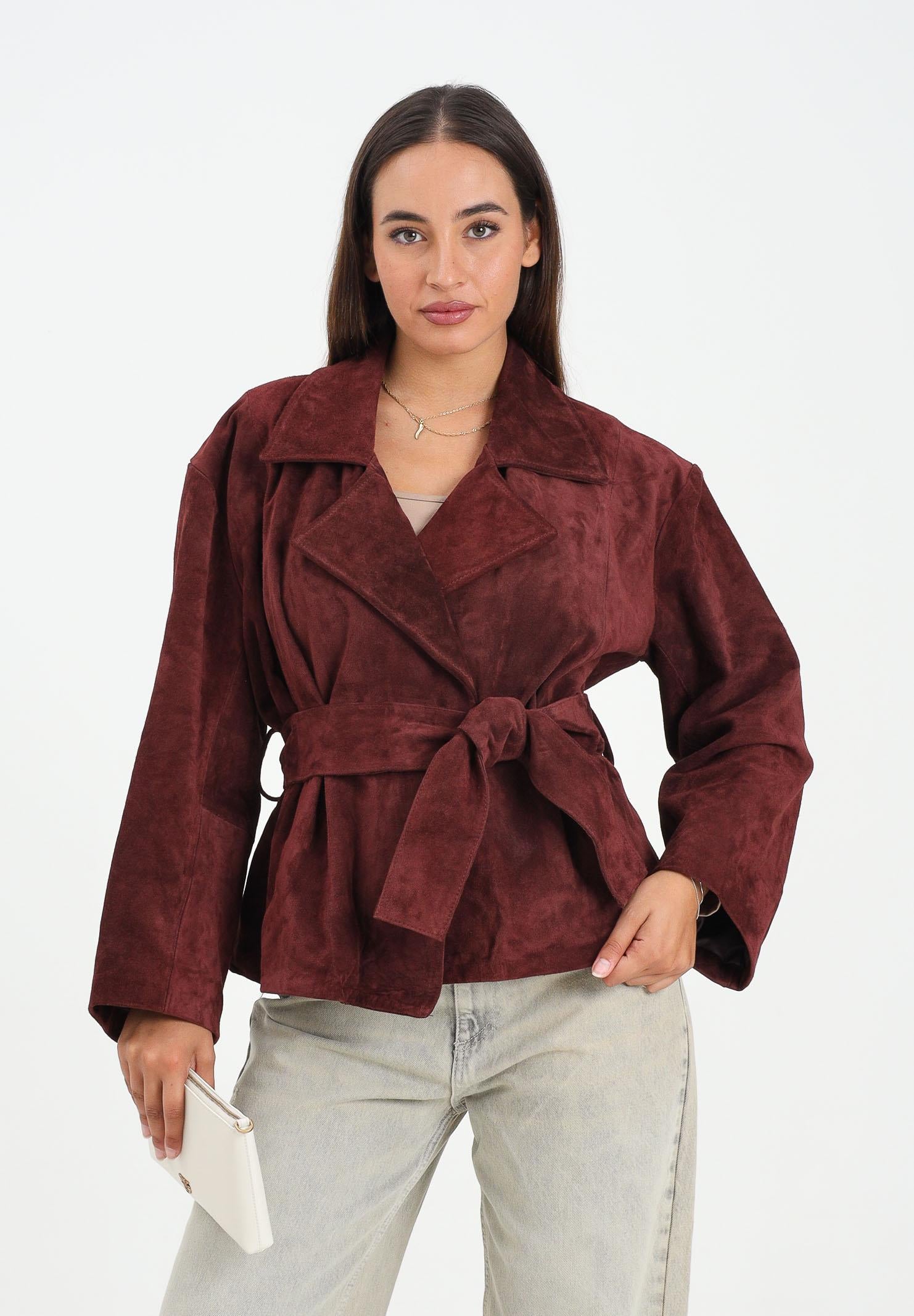 VICOLO Giubbotto in camoscio bordeaux da donna TF0269 FU38 VICOLO