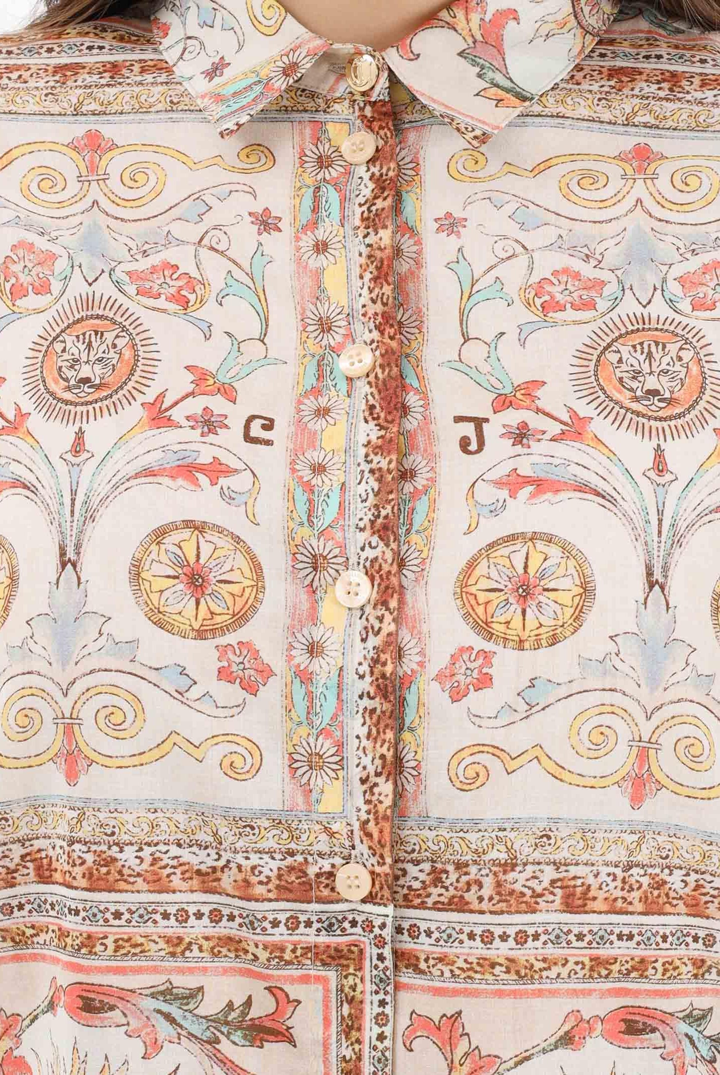 JUST CAVALLI Camicia a manica lunga panna da donna con fantasia 80PAL222NS776 774 JUST CAVALLI