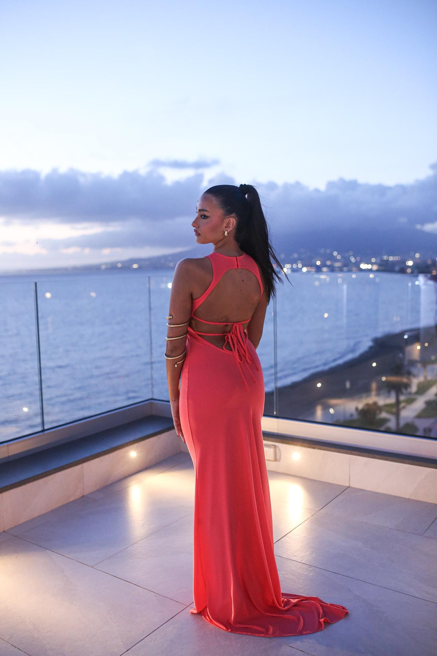 SANTAS Abito lungo BON BON corallo da donna PV25010 CORALLO SANTAS