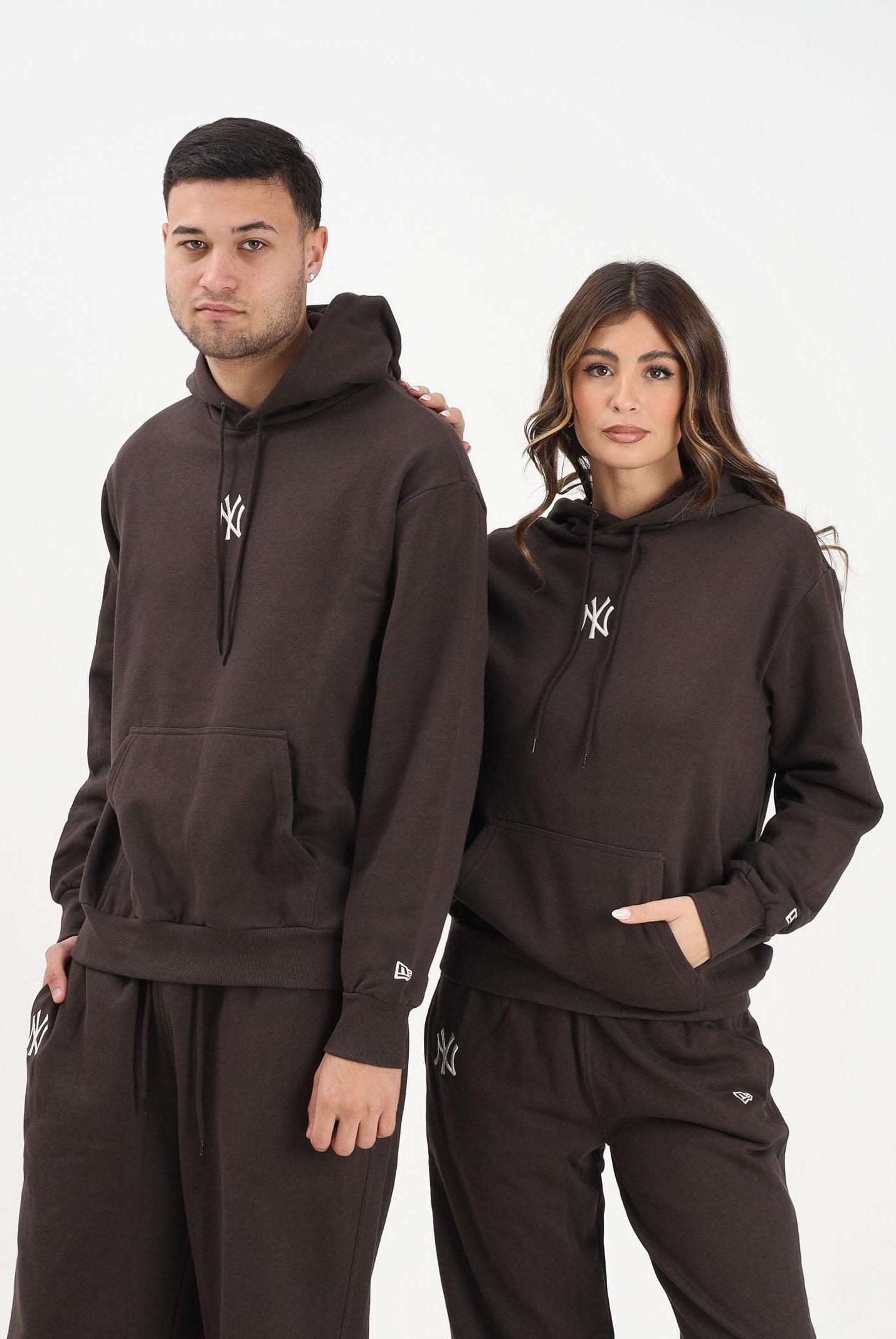 NEW ERA Felpa con cappuccio New York Yankees MLB League Essential marrone per uomo e donna 60758689 NEW ERA