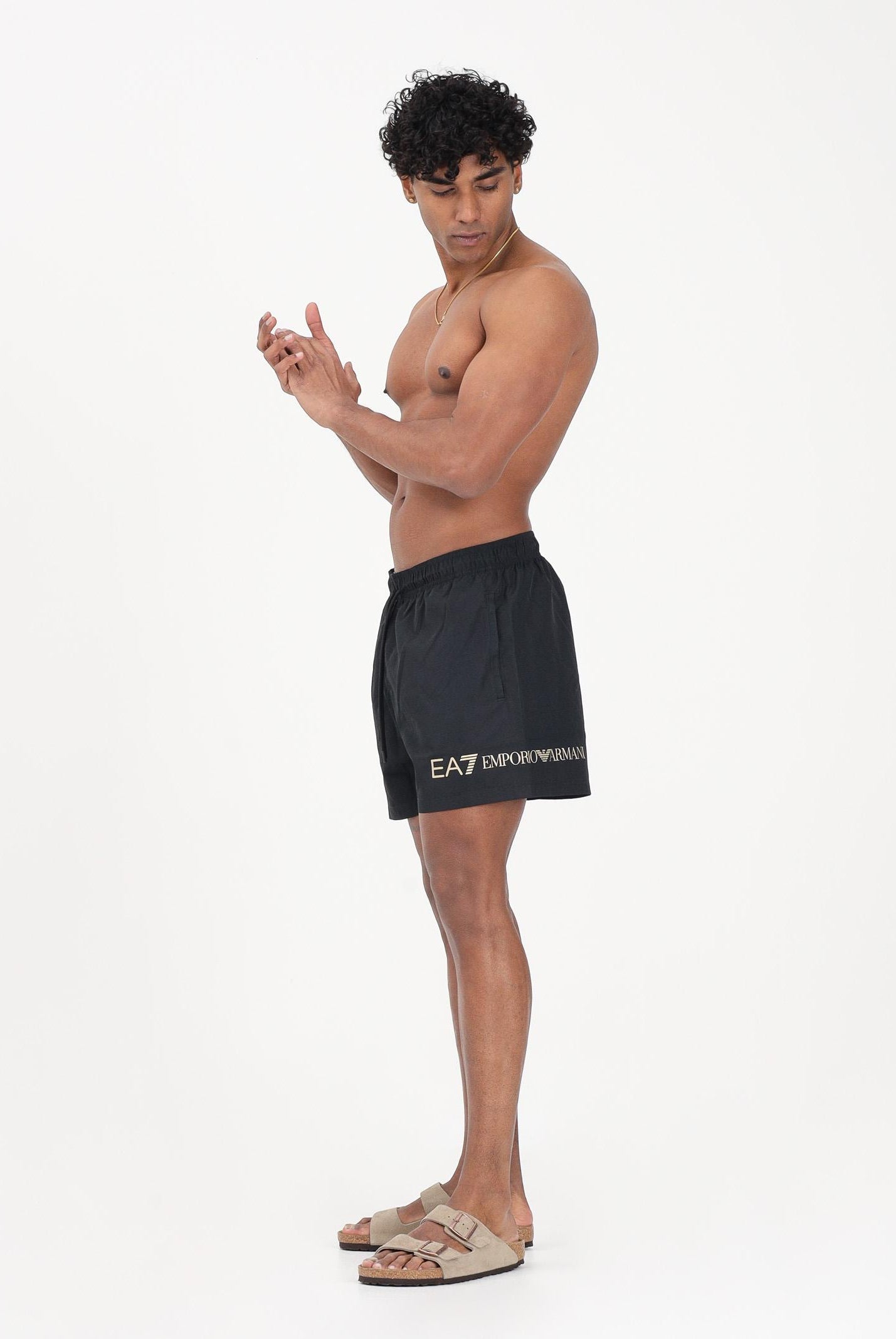 EA7 Shorts mare nero da uomo con stampa logo 7M002000AF13049 MC004 EA7