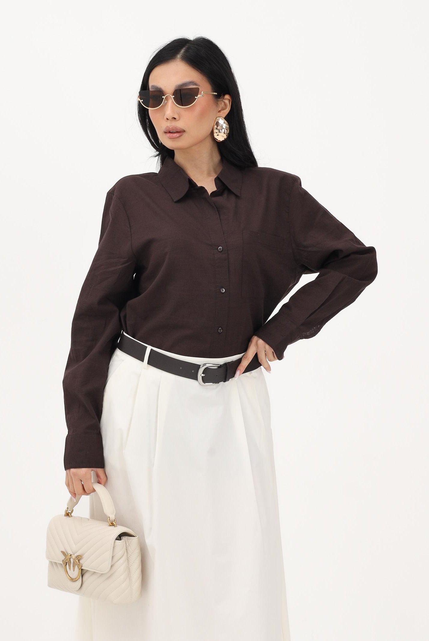 JDY Camicia a manica lunga marrone da donna 15351414 CHTO JDY