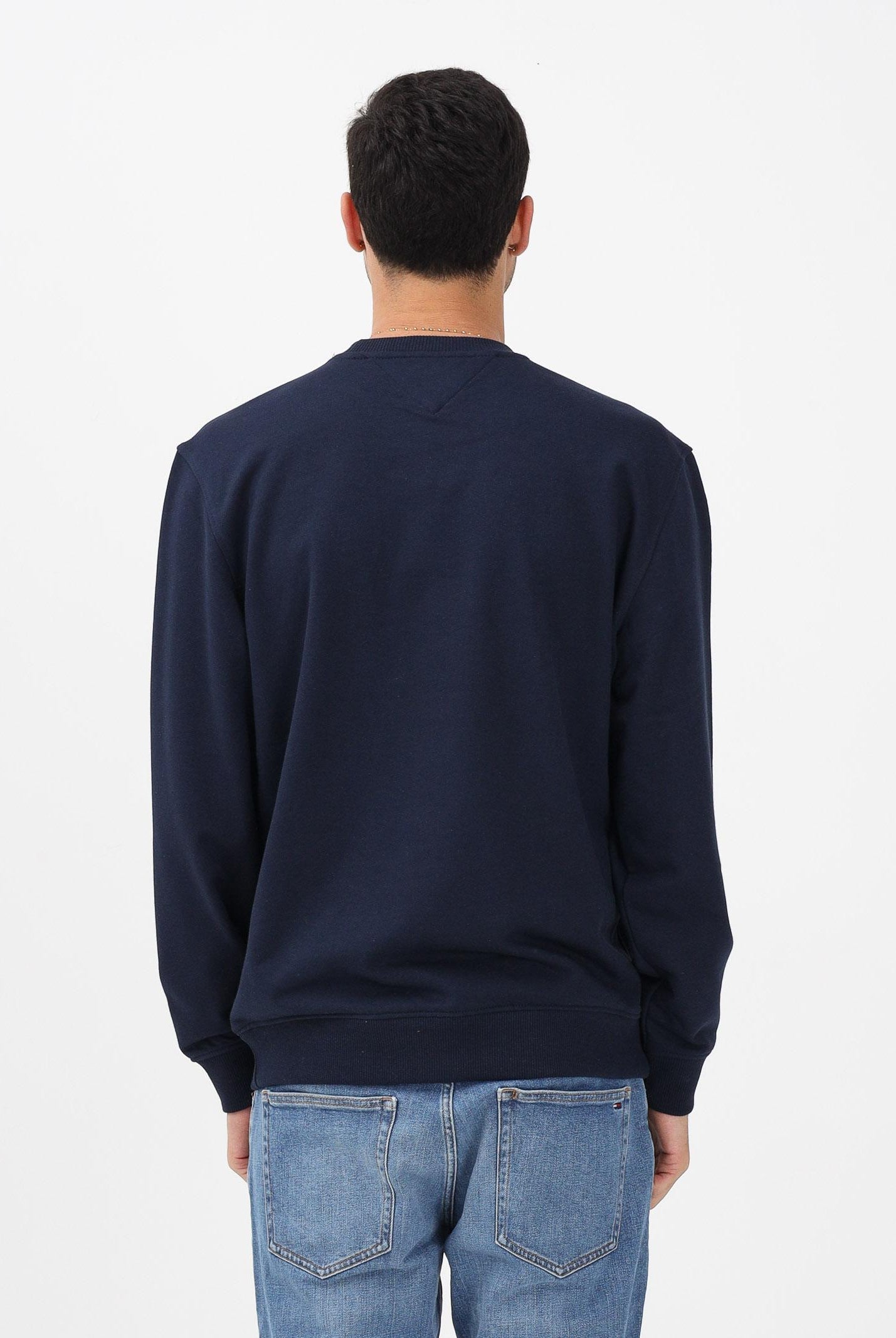 TOMMY JEANS Felpa girocollo blu da uomo con stampa logo DM0DM22643 C1G TOMMY JEANS