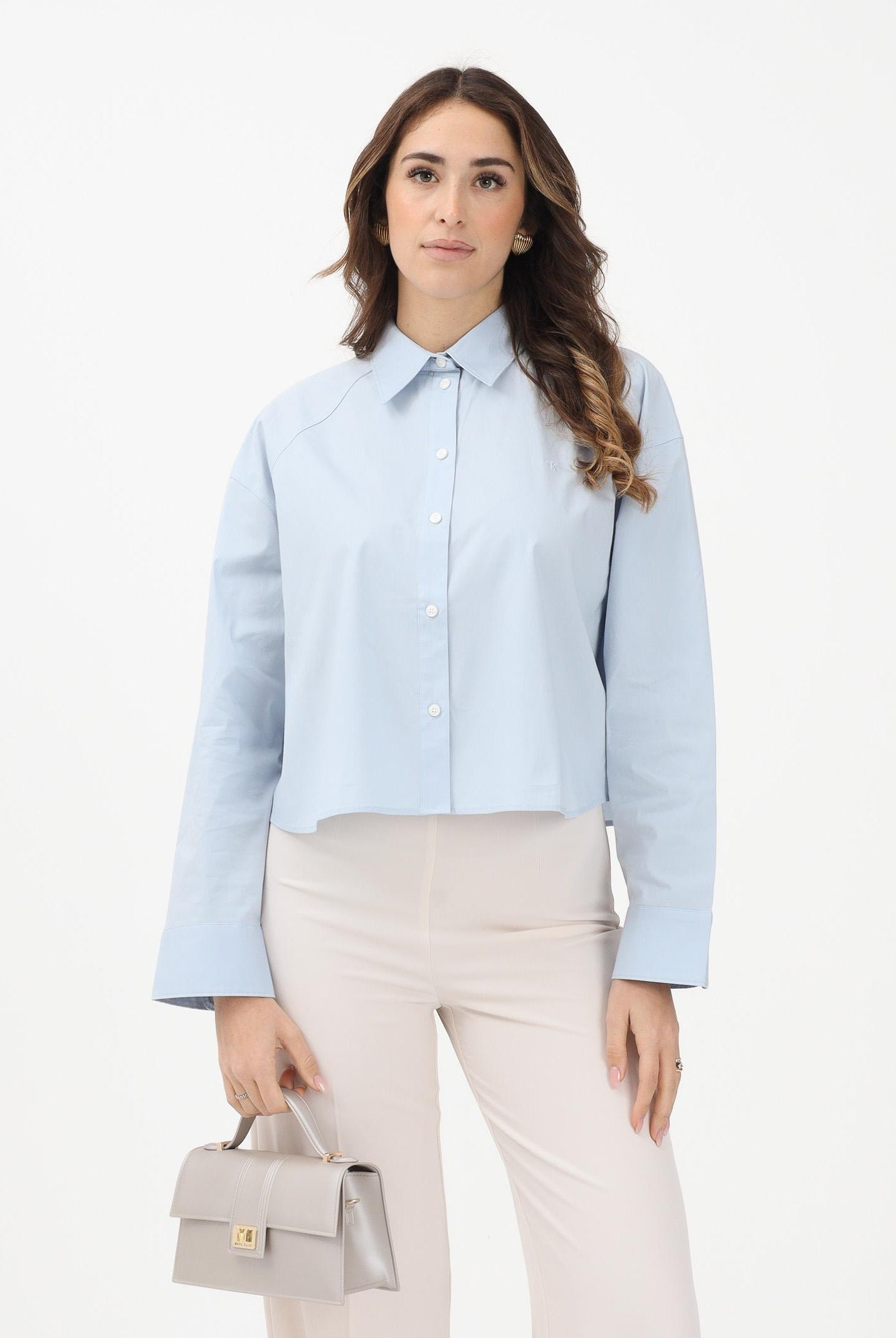 CALVIN KLEIN JEANS Camicia a manica lunga azzurra da donna LV047C141G24Q . CALVIN KLEIN JEANS