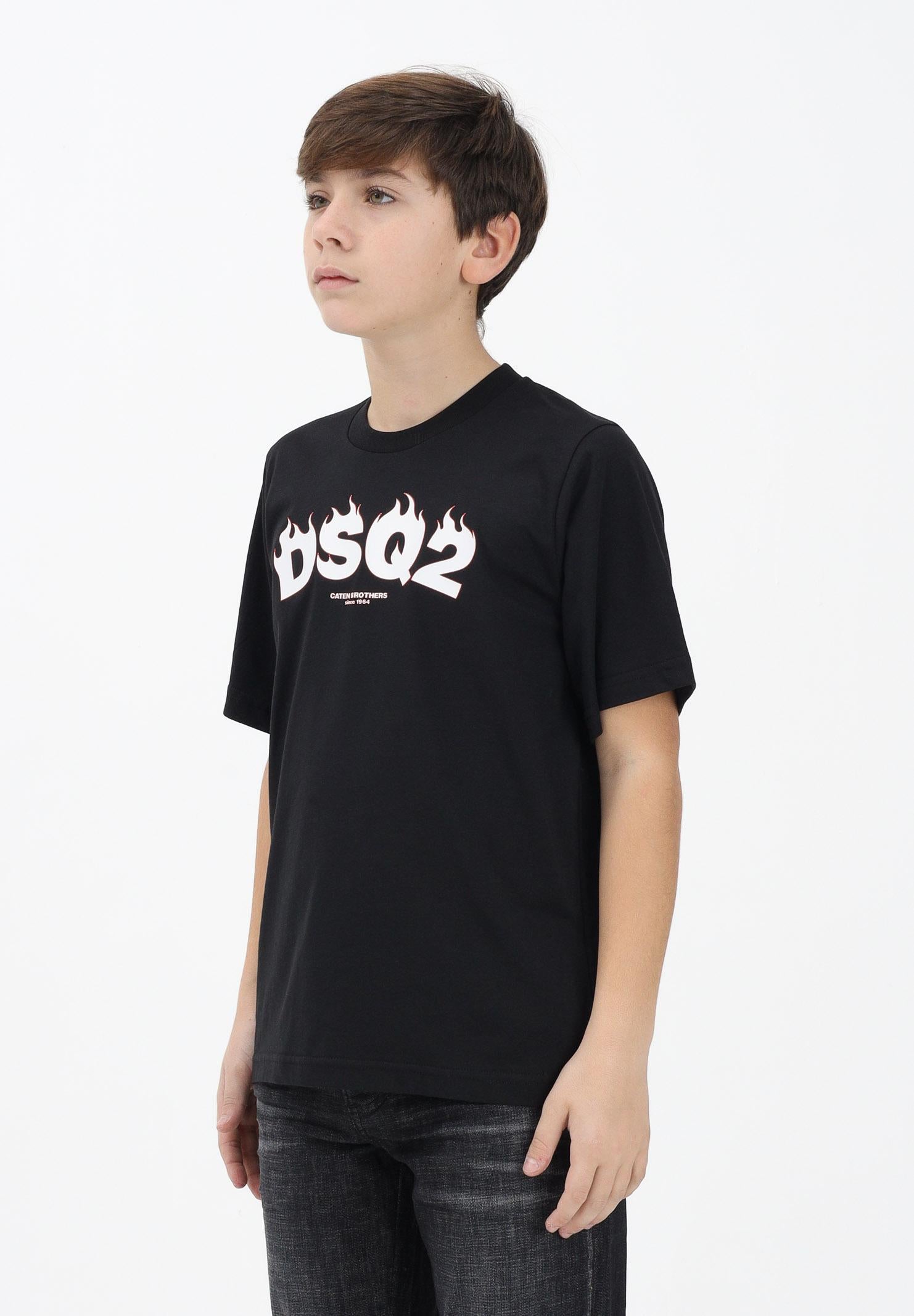 DSQUARED2 T-shirt a manica corta nera per donna, ragazzi e bambini con logo DSQ2 DQ3168D00XM DQ900 DSQUARED2