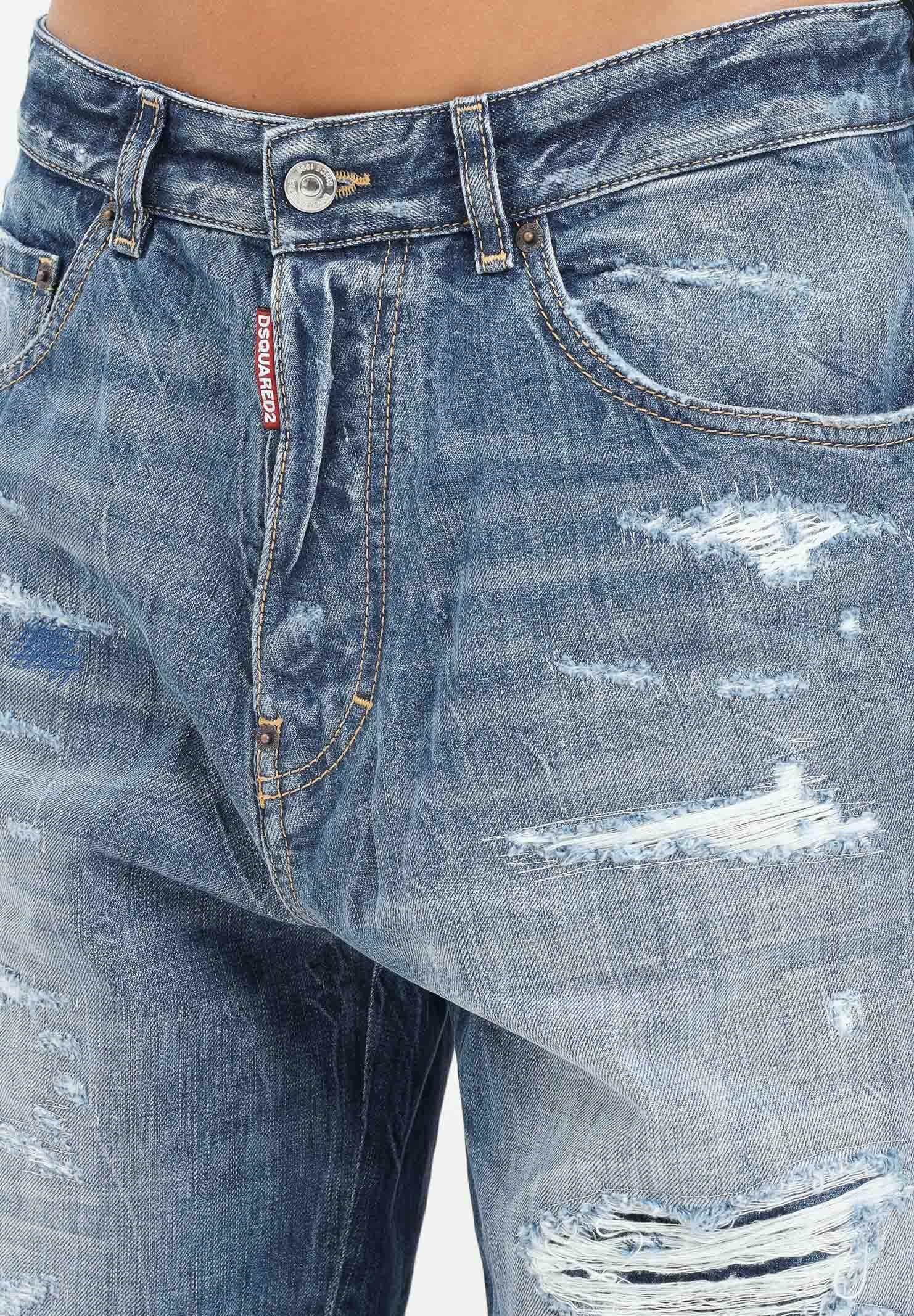 DSQUARED2 Jeans in denim chiaro per donna, ragazzi e bambini con dettagli destroyed DQ3082D0AEN DQ01 DSQUARED2