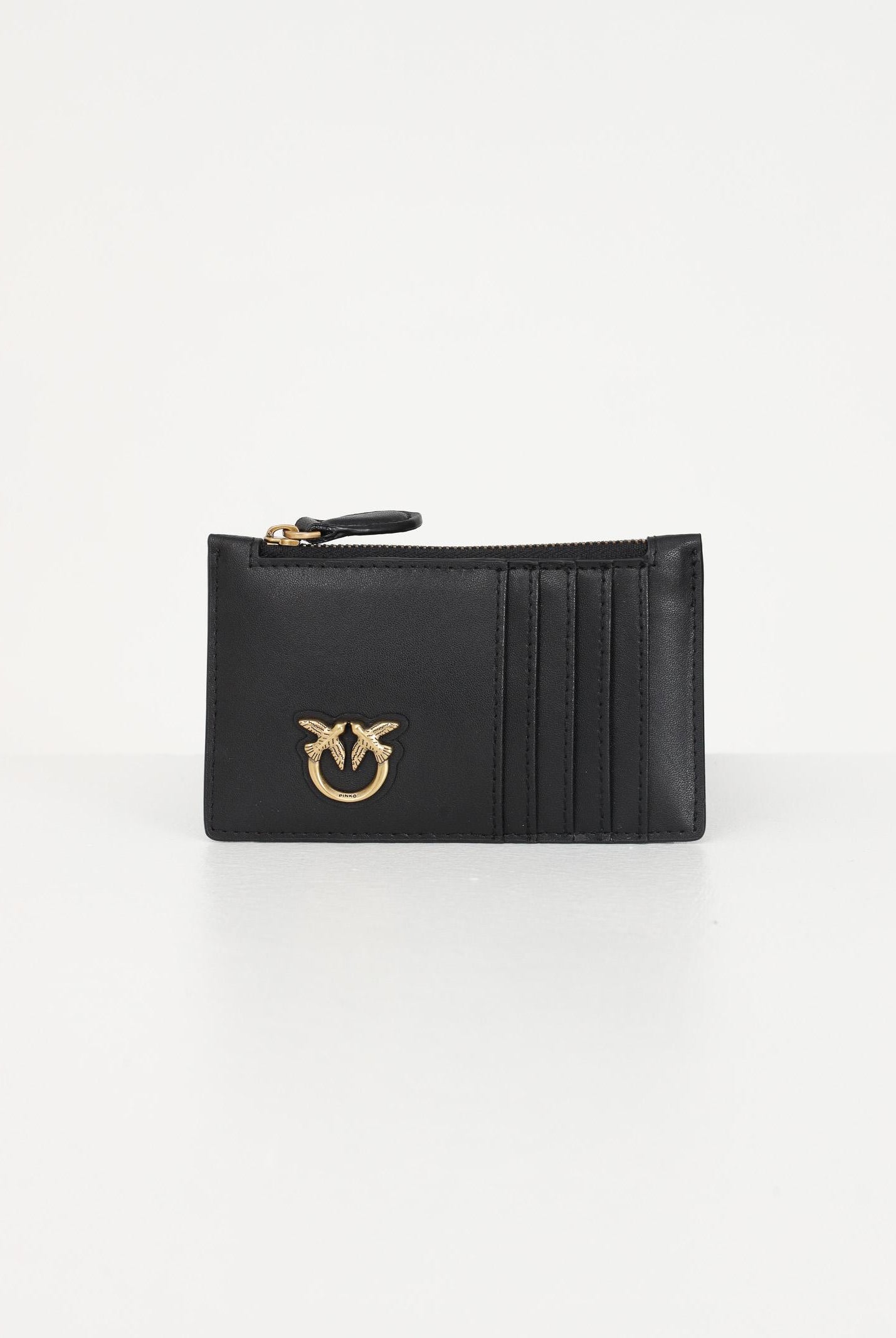 PINKO Porta carte in morbida pelle mano seta nero da donna 100251A0F1 Z99Q PINKO