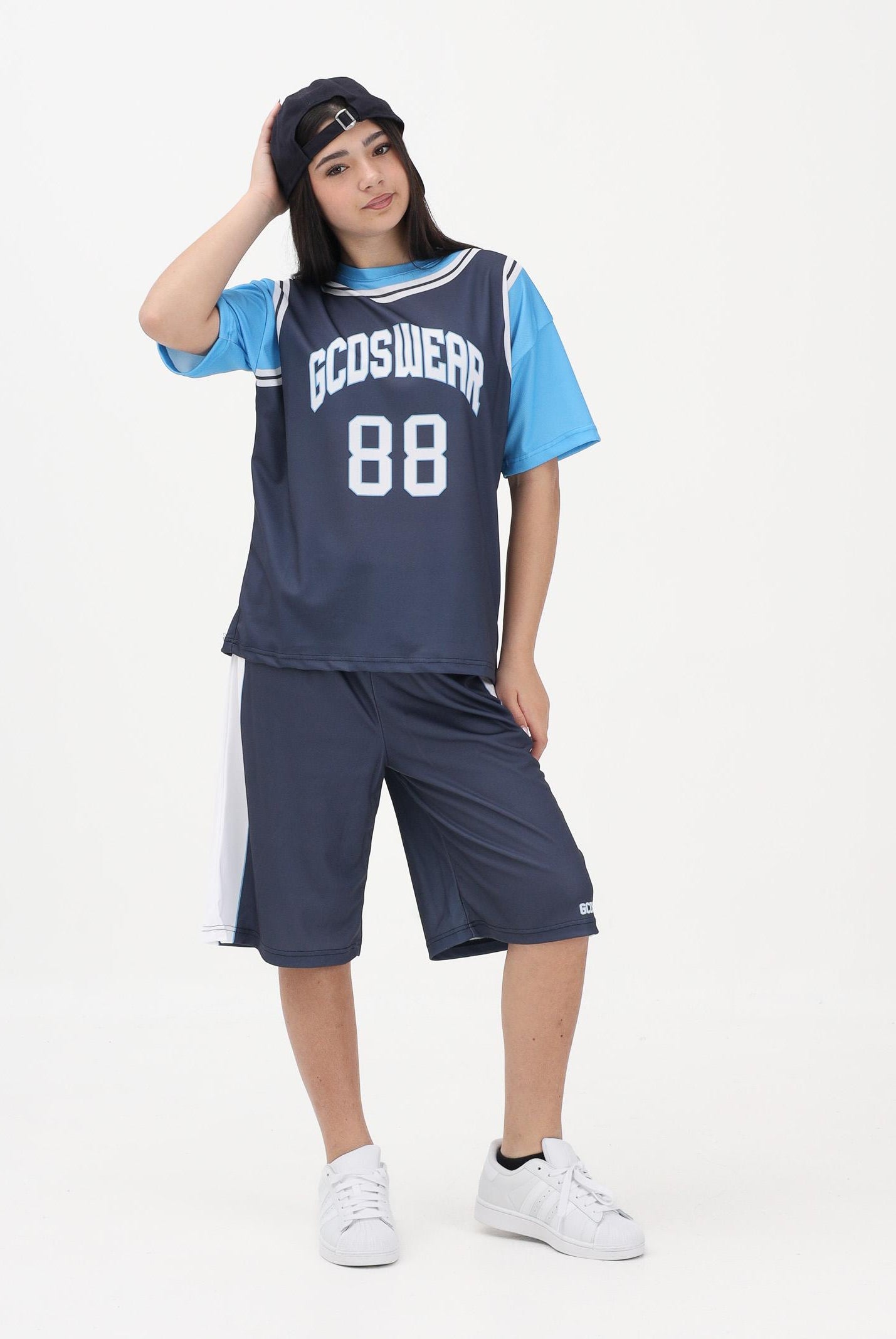 GCDS Shorts blu per donna, ragazzi e bambini con logo C1BJQL707J338 782A GCDS