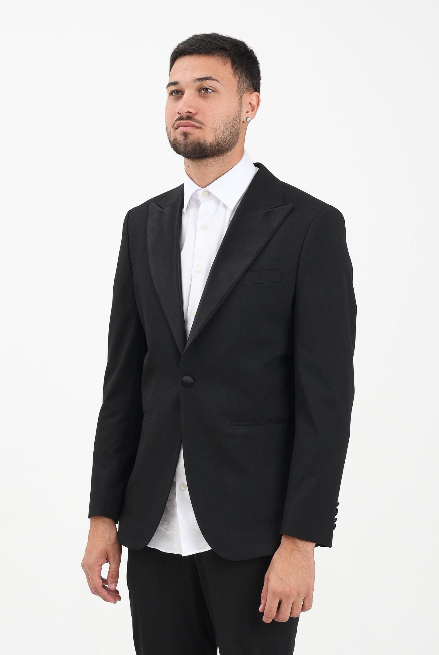 SELECTED HOMME Giacca nera da uomo con collo in raso 16091939 Black SELECTED HOMME