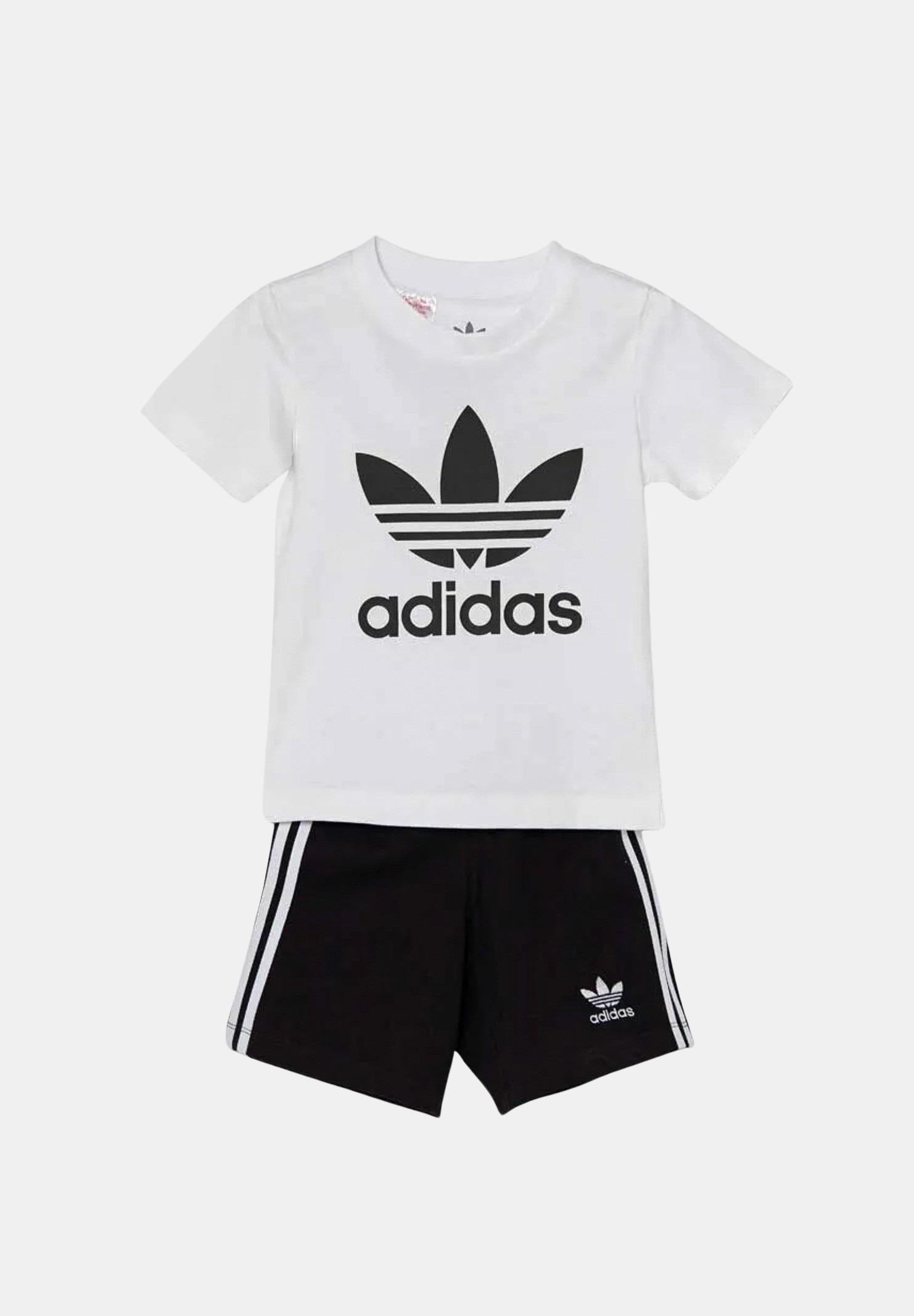 ADIDAS ORIGINALS Completino bianco e nero da neonato con stampa logo JE0521 . ADIDAS ORIGINALS