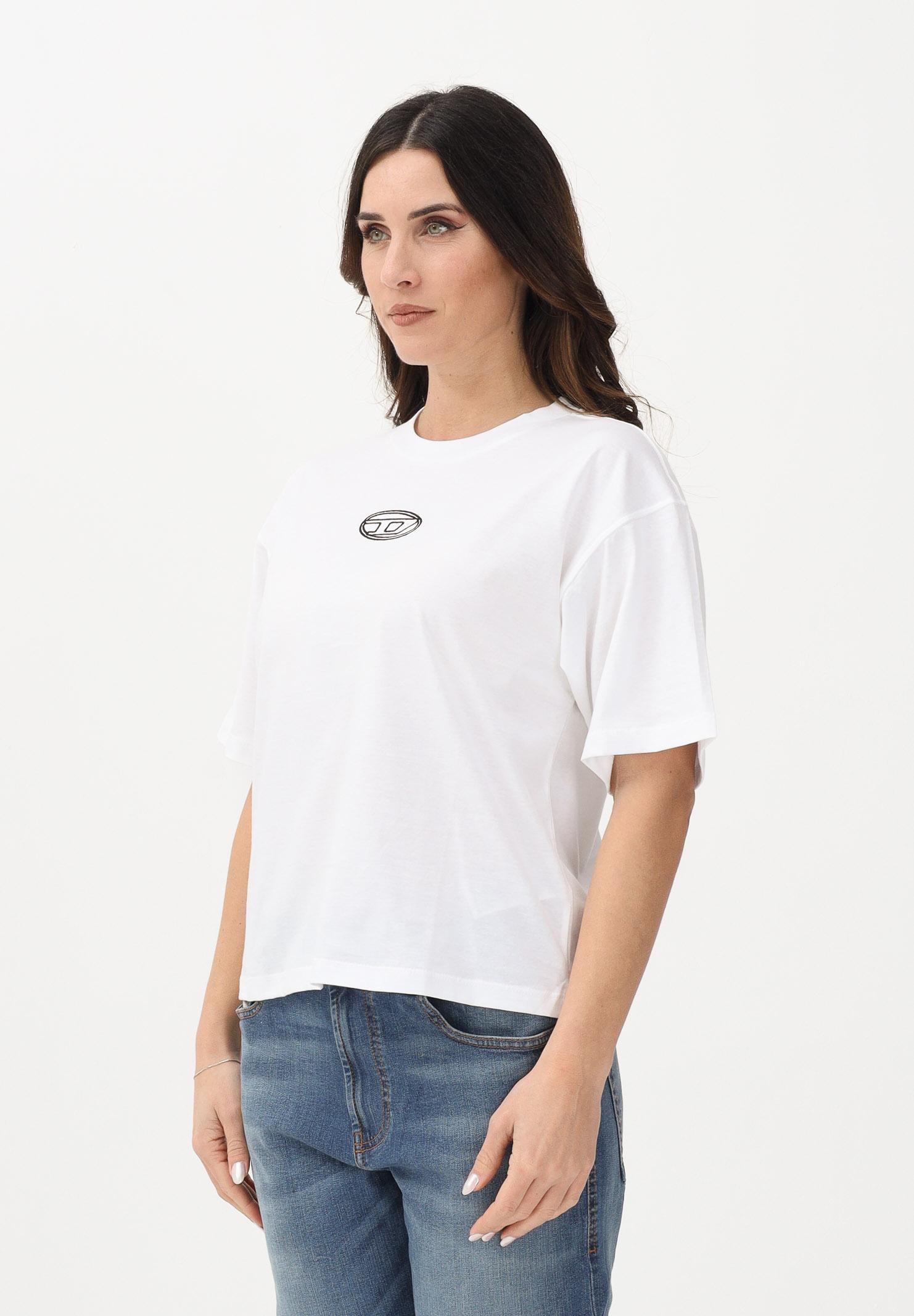DIESEL T-shirt a manica corta bianca per donna e ragazze con logo Oval D J0242800YI9 K100 DIESEL