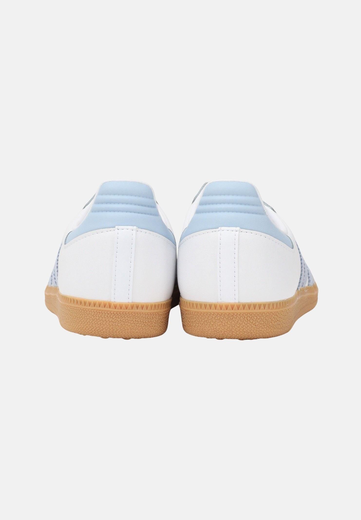 ADIDAS ORIGINALS Sneakers SAMBA OG bianche e celesti per uomo e donna JQ2019 . ADIDAS ORIGINALS