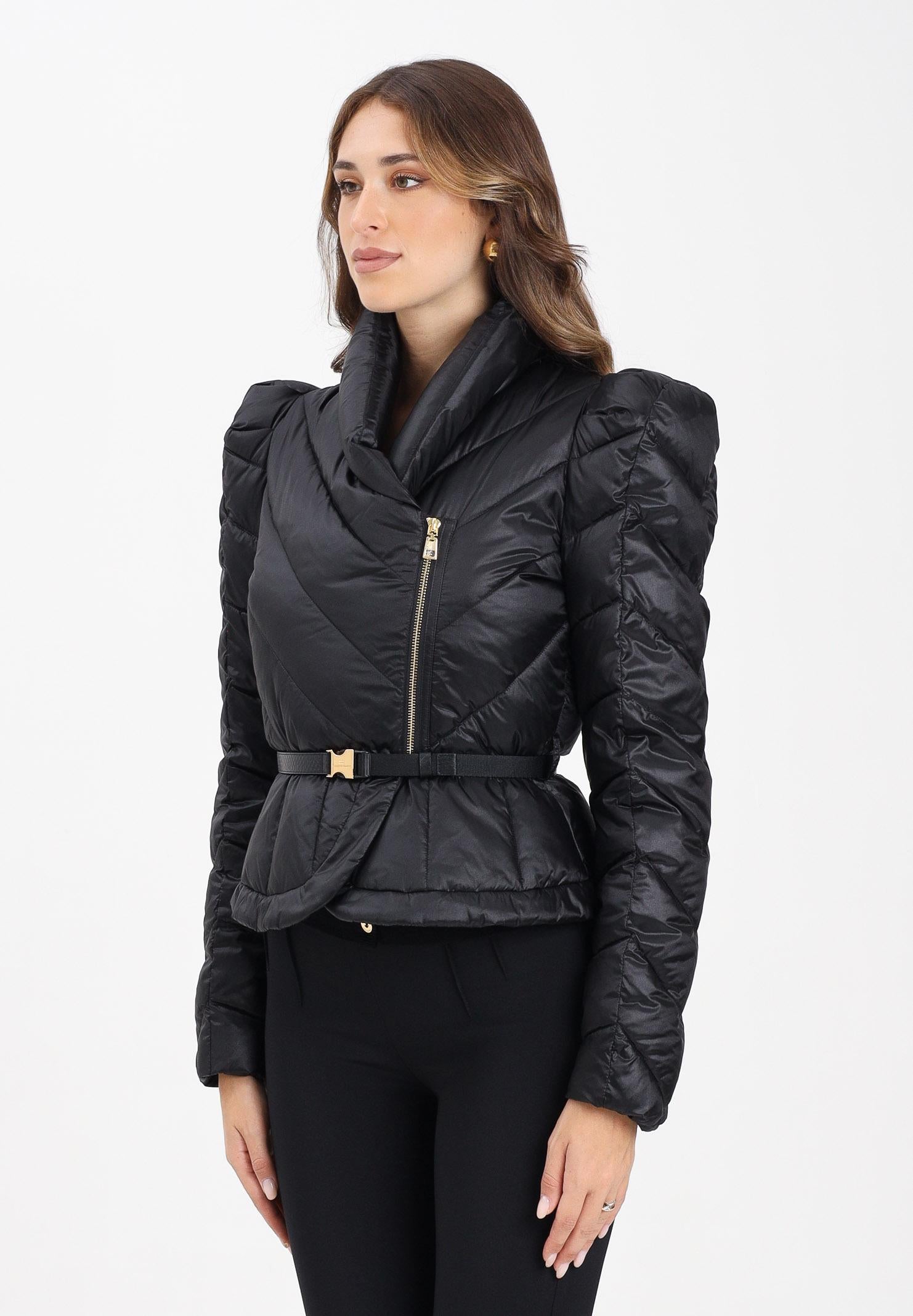 ELISABETTA FRANCHI Piumino nero da donna con baschina PI89Z56E2 110 ELISABETTA FRANCHI