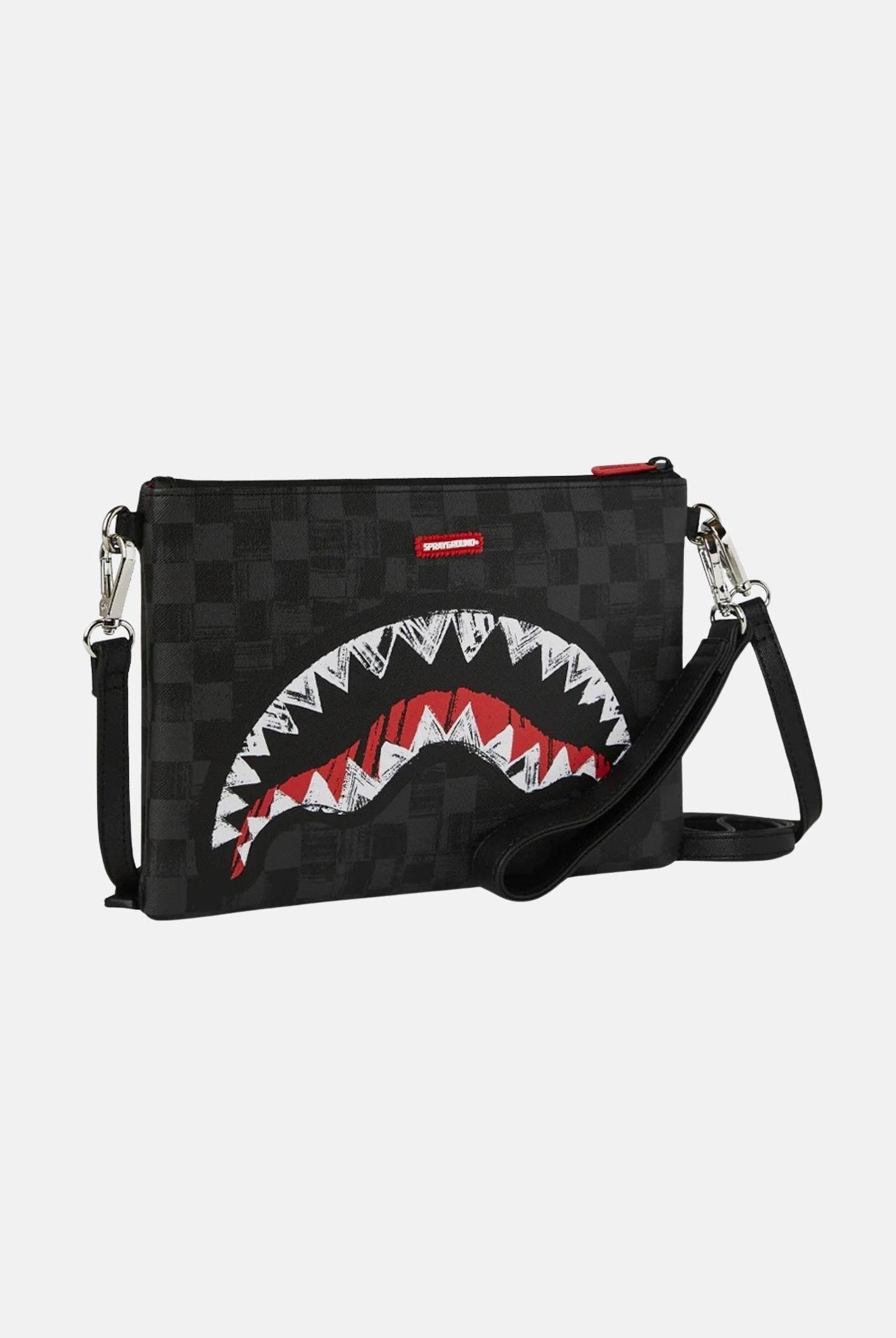 SPRAYGROUND Pochette SCRIBBLE SHARK CROSSOVER CLUTCH nera per uomo e donna 910B8229NSZ . SPRAYGROUND