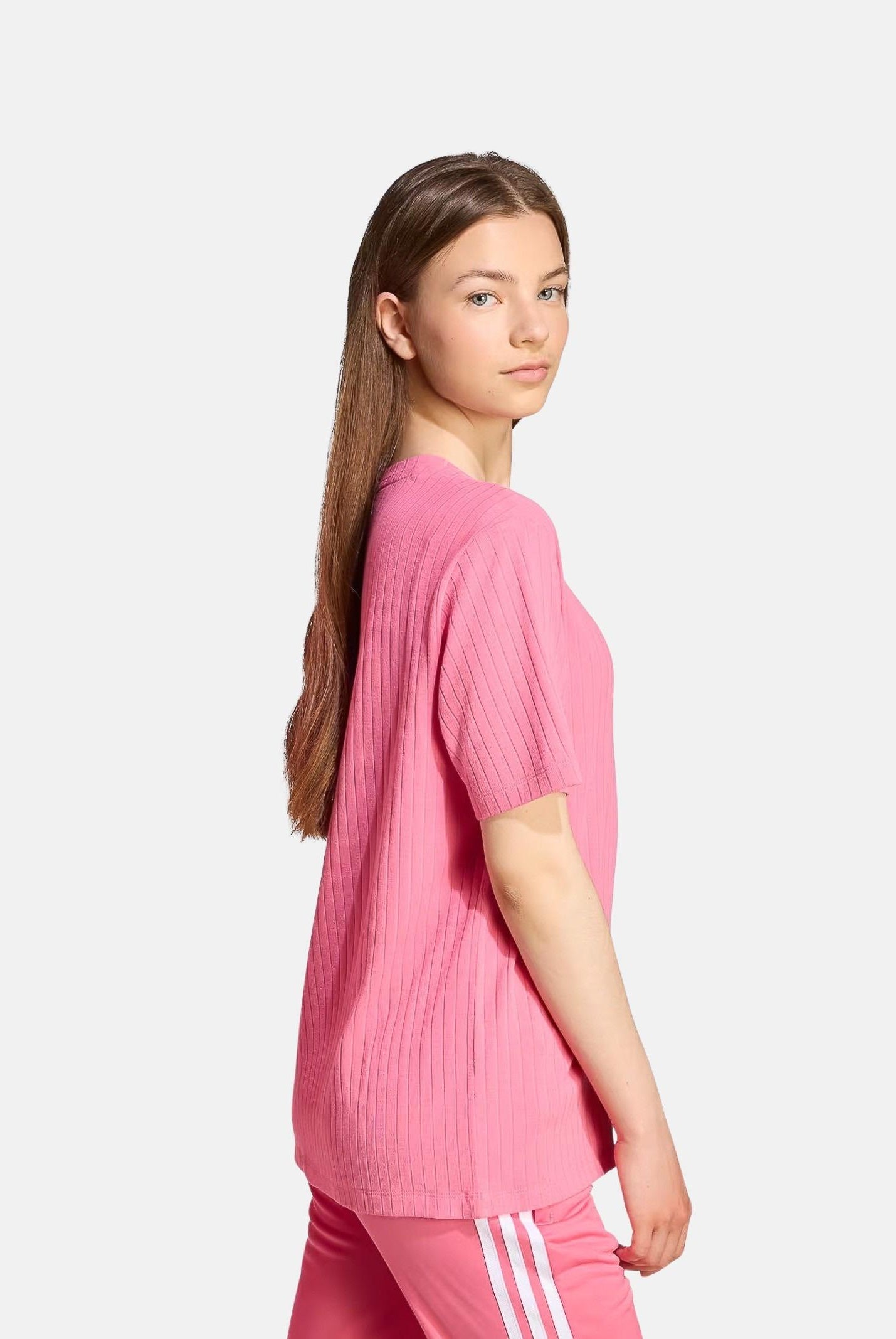 ADIDAS ORIGINALS T-shirt a manica corta Wide Rib rosa da bambina JX5180 . ADIDAS ORIGINALS