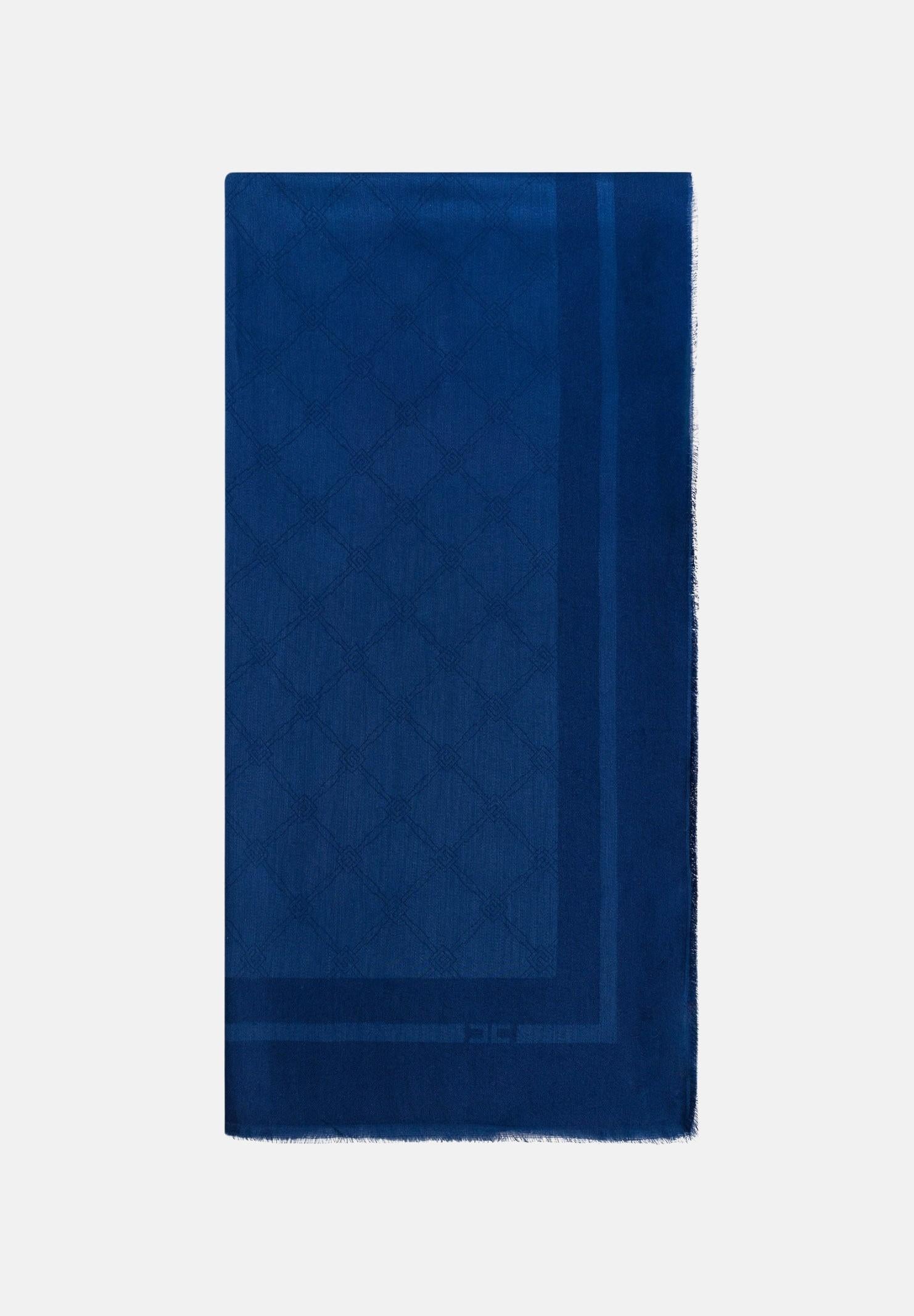 ELISABETTA FRANCHI Pashmina blu da donna con lavorazione jacquard a rombi SC03F51E2 DC8 ELISABETTA FRANCHI