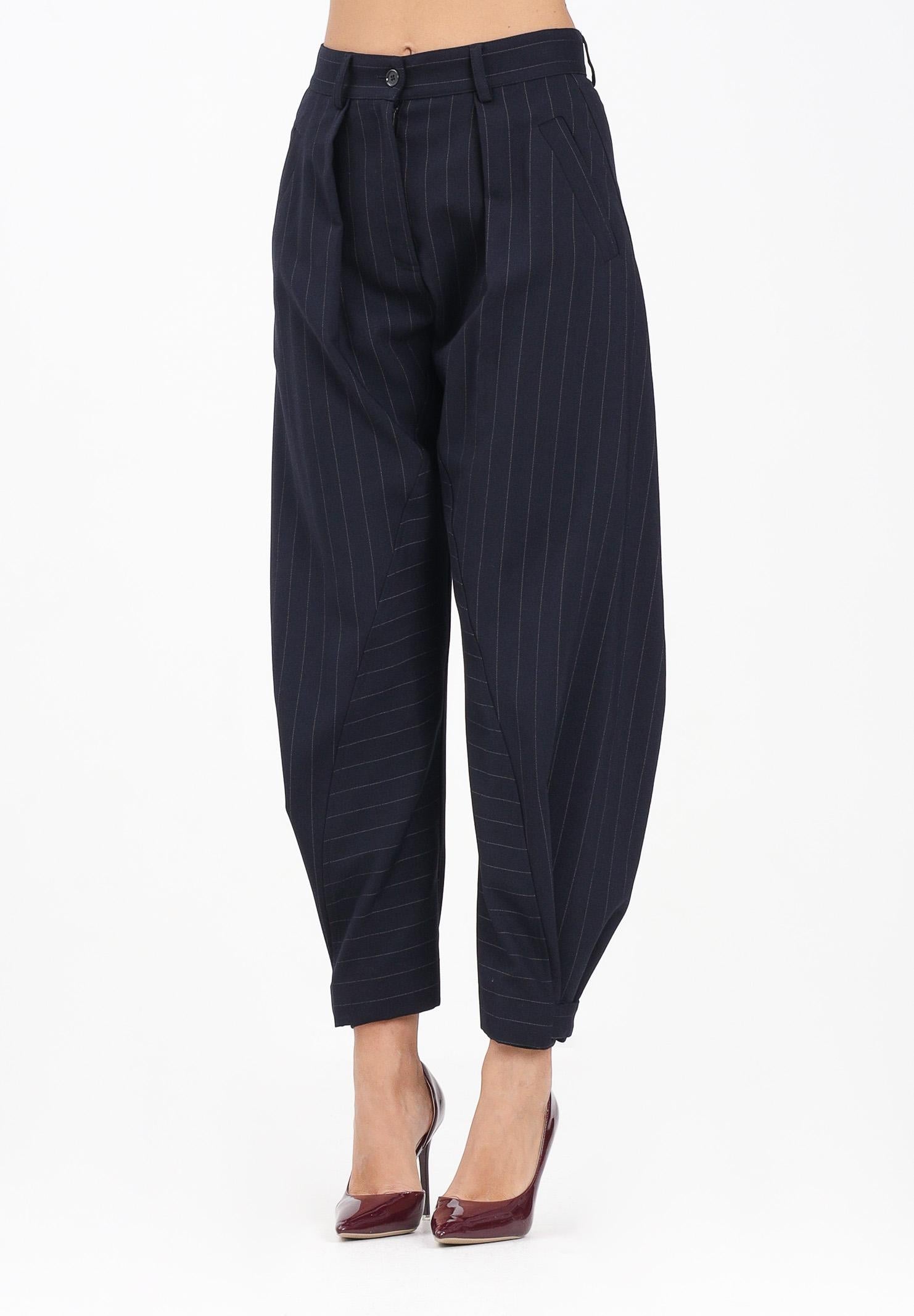 PINKO Pantalone elegante balloon-fit blu da donna con motivo gessato 105707A2QY EZ1 PINKO