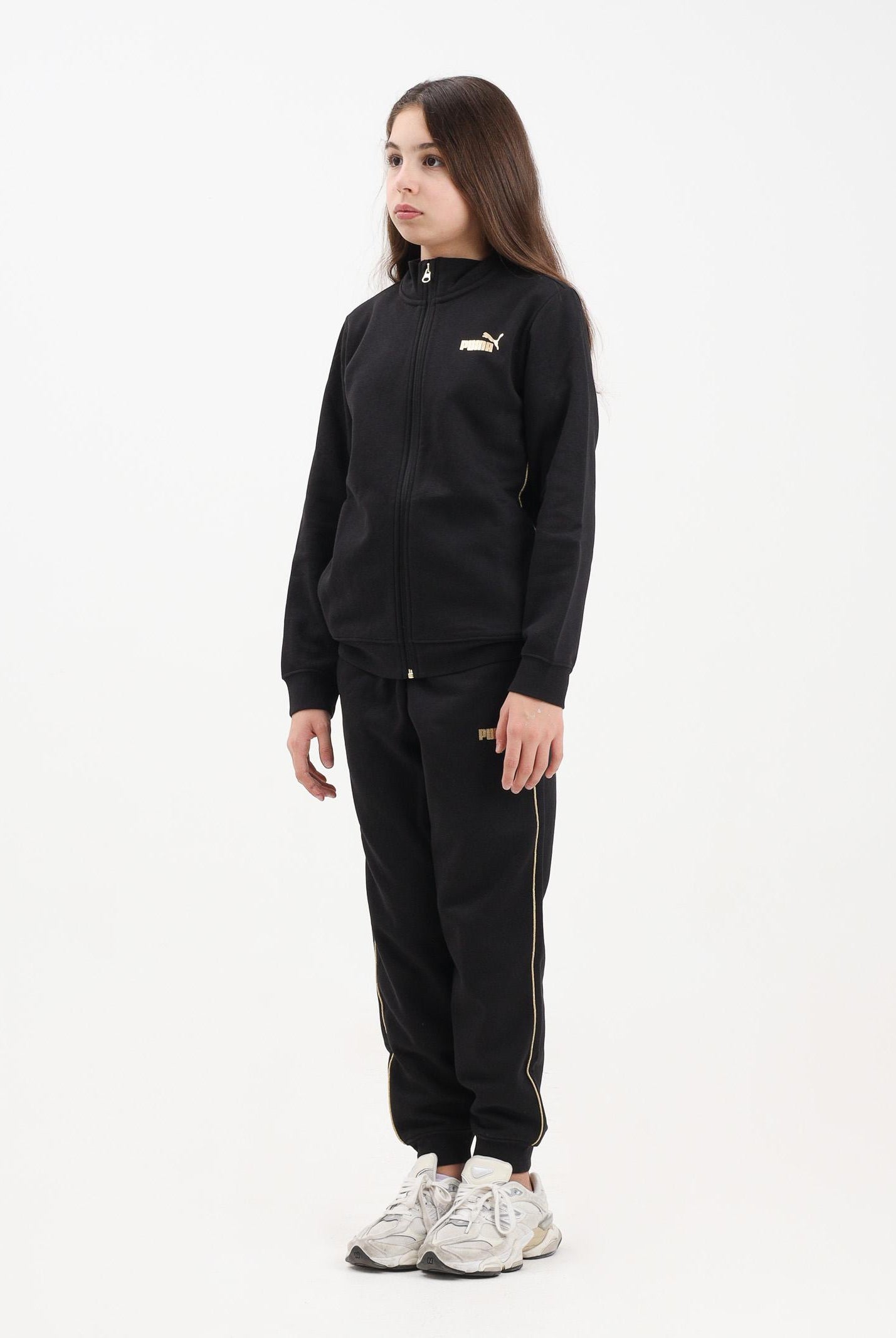 PUMA tuta nera per bambina con dettagli dorati 692212 01 PUMA