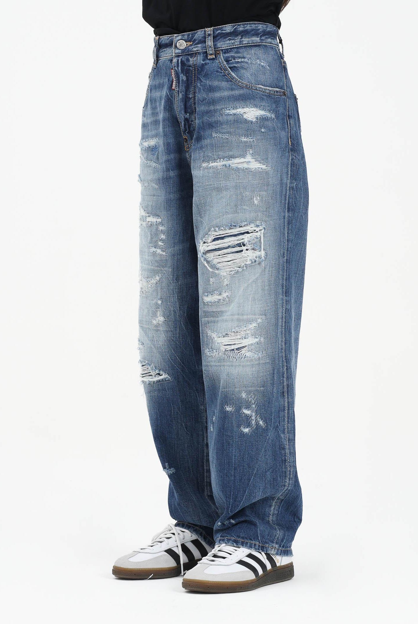 DSQUARED2 Jeans in denim chiaro per donna, ragazzi e bambini con dettagli destroyed DQ3082D0AEN DQ01 DSQUARED2
