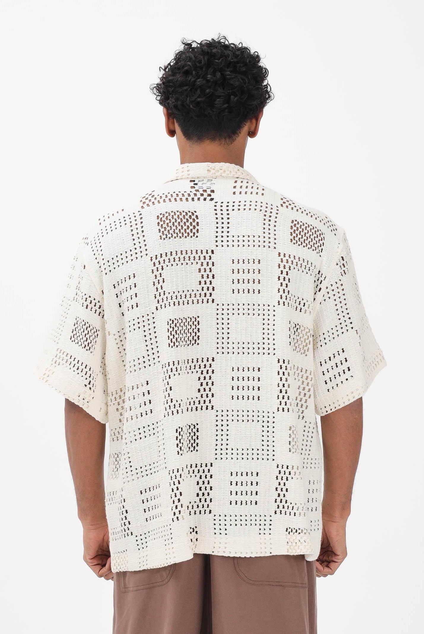 I'M BRIAN Camicia in maglia panna da uomo con lavorazione geometrica CA3641 PA I'M BRIAN