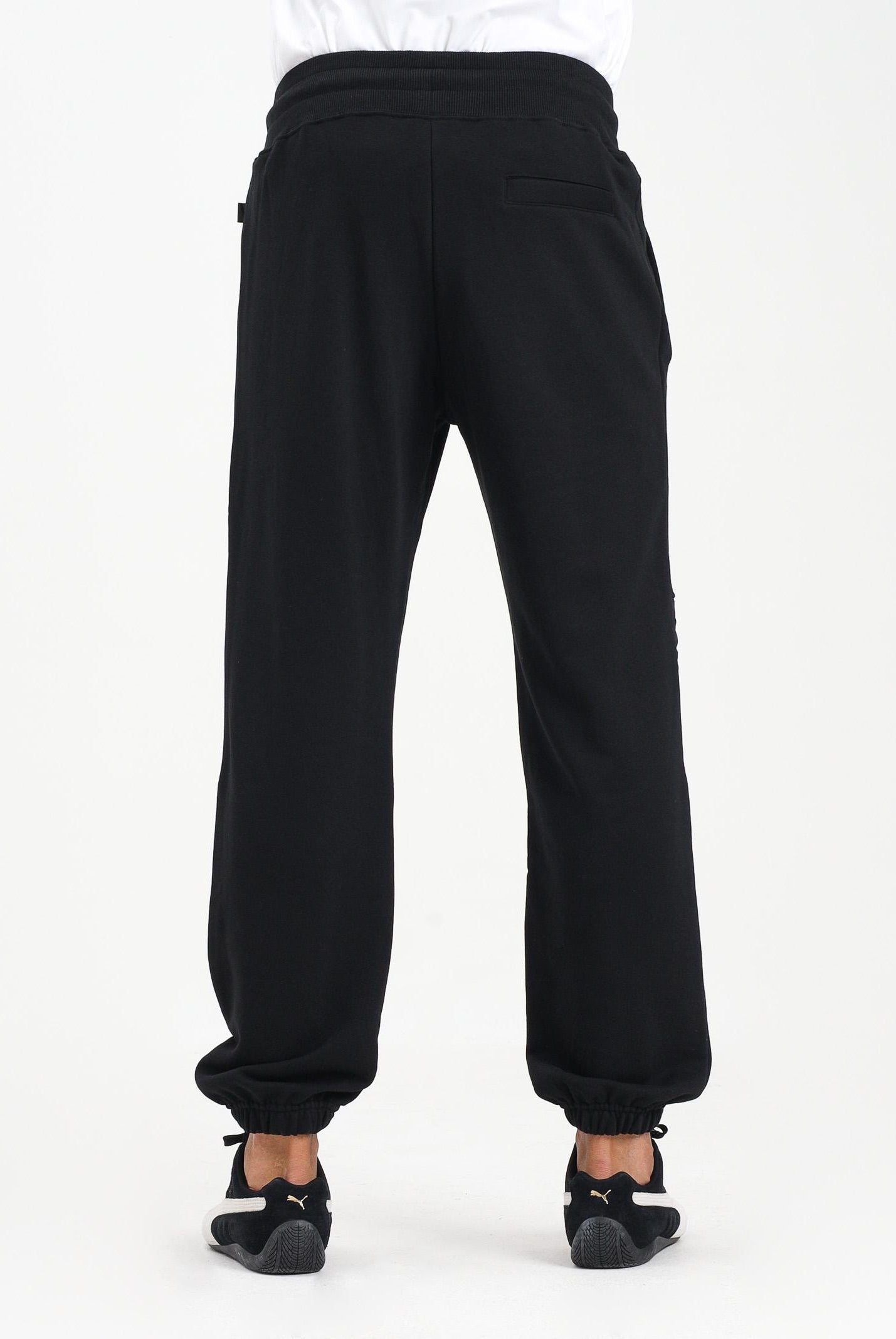 GCDS Pantalone sportivo nero per uomo e donna con inserto e logo B1XM3003JI1 99 GCDS