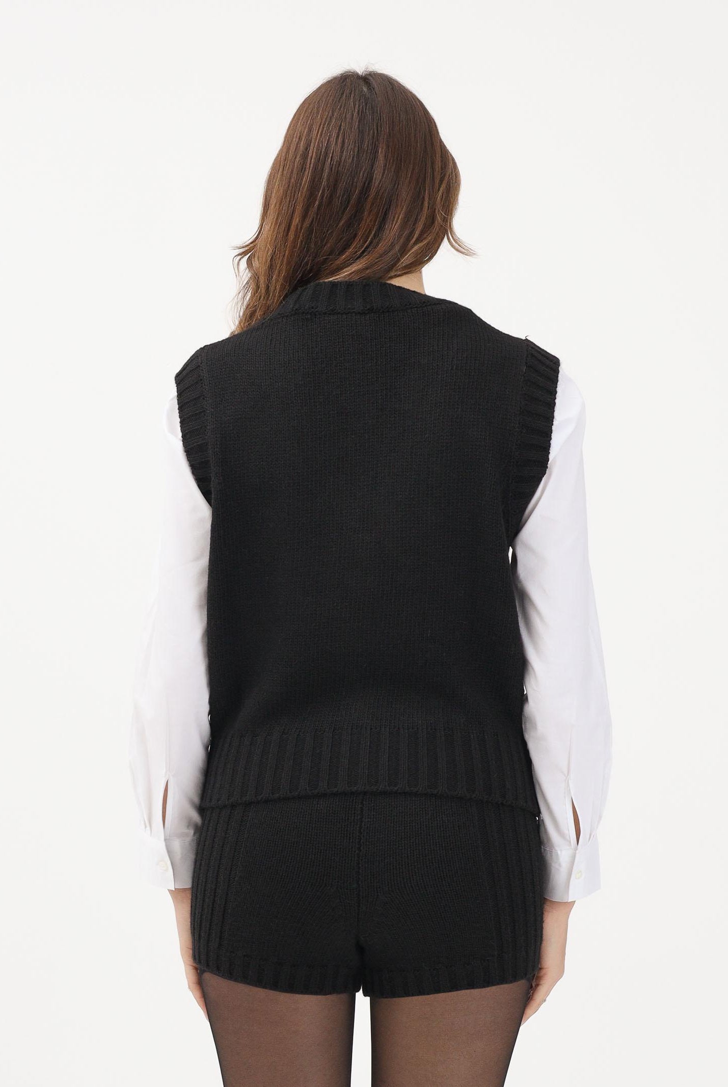 VICOLO Gilet nero da donna con dettagli gioiello 55155F NE VICOLO