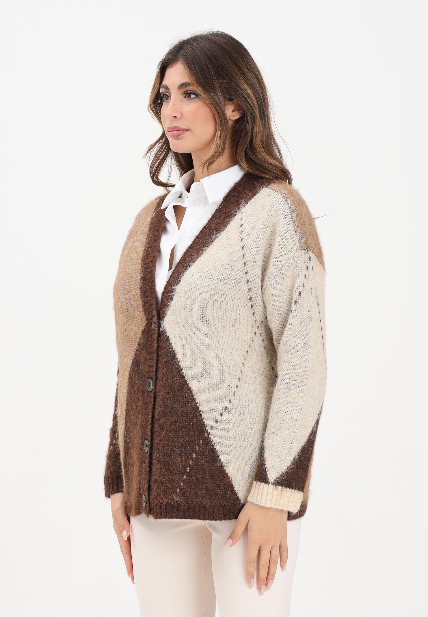 ONLY Cardigan marrone e beige da donna con motivo argyle 15353228 Chestnut ONLY